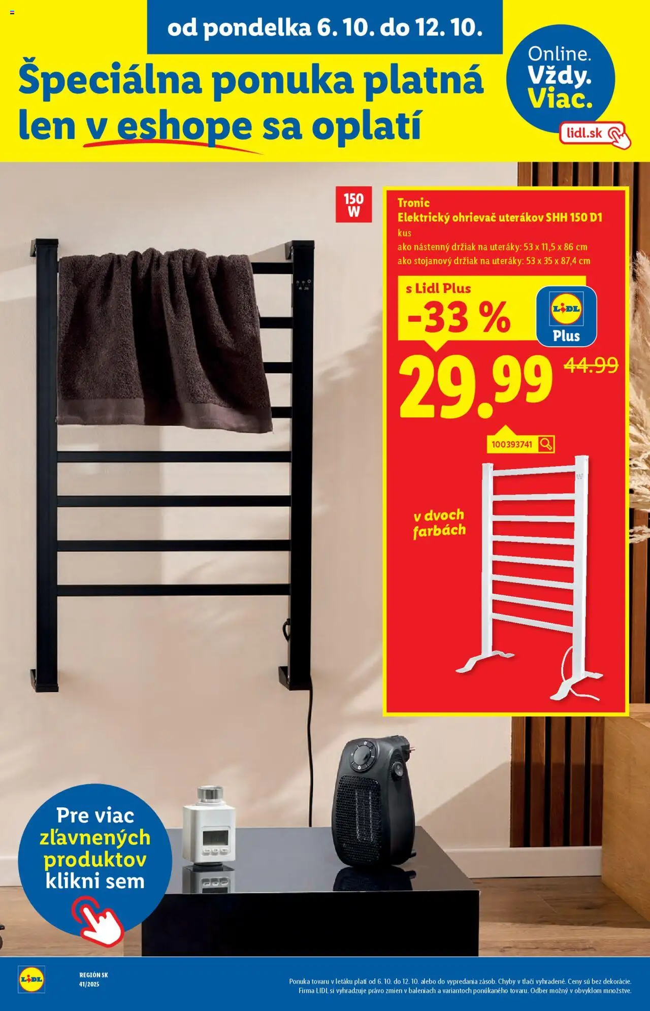 Nové Lidl akcie – leták je platný od 06.10.2025 | Strana: 66 | Produkty: Držiak na uteráky, Ohrievač, Elektrický ohrievač
