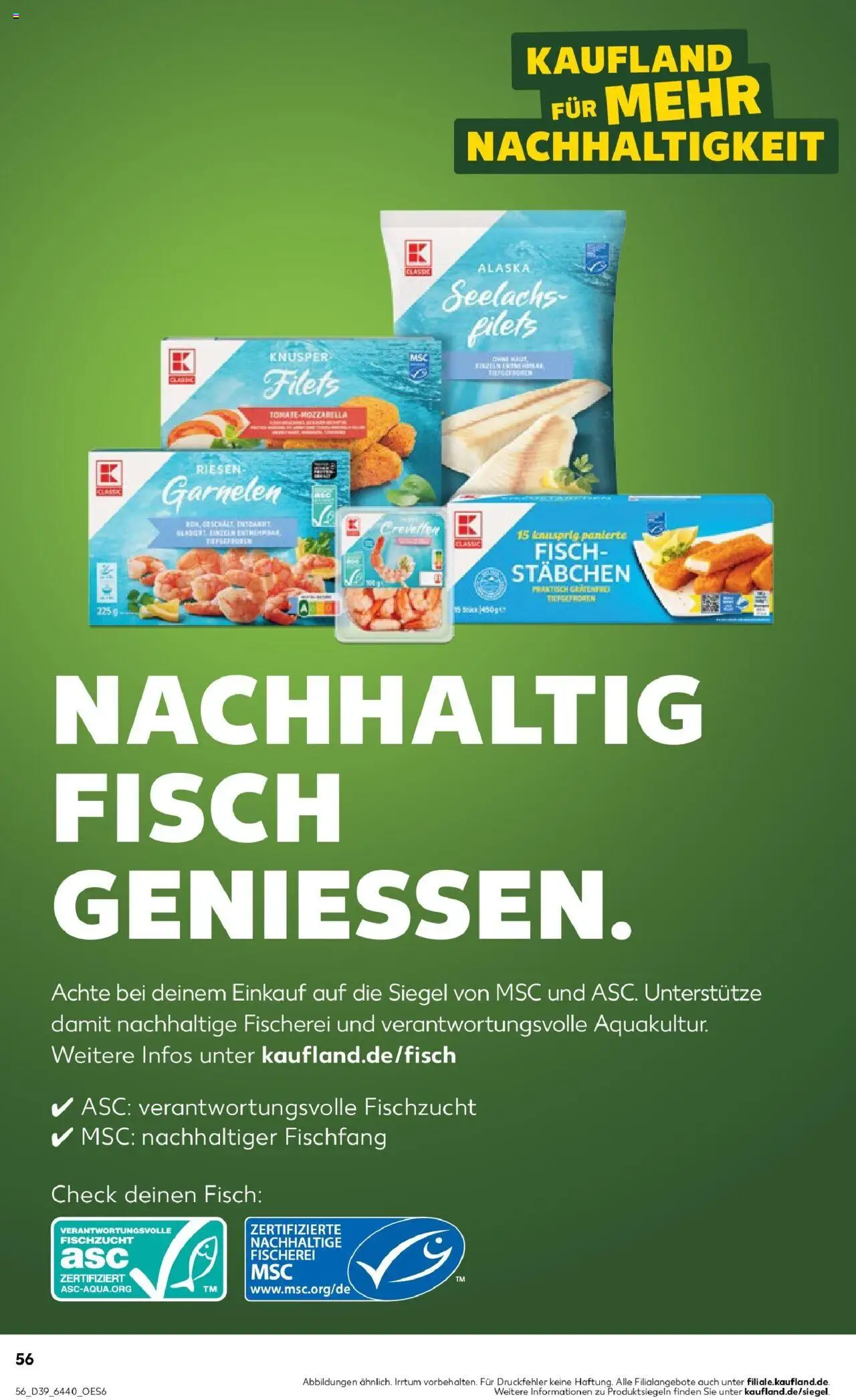 Kaufland prospekt Dörfles-Esbach	 – gültig ab 25.09.2025 | Seite: 56 | Produkte: Mozzarella, Garnelen, Fisch