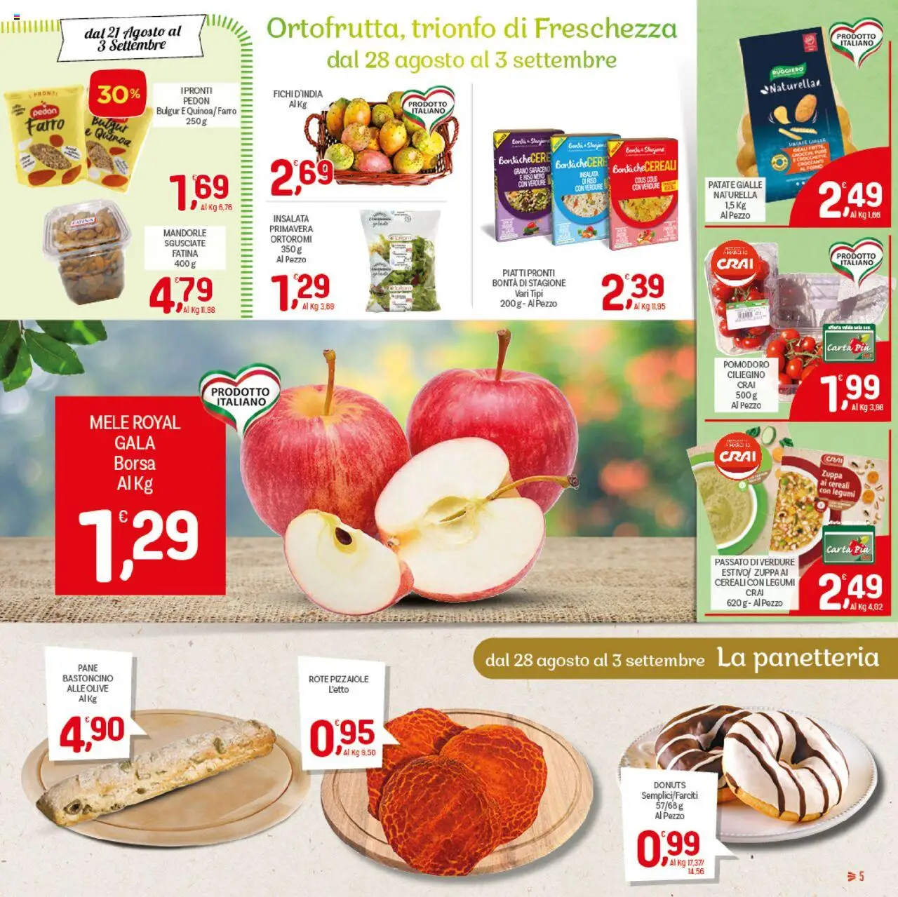 Volantino CRAI del 21.08.2025 | Pagina: 5 | Prodotti: Pane, Cereali, Pomodoro, Bulgur