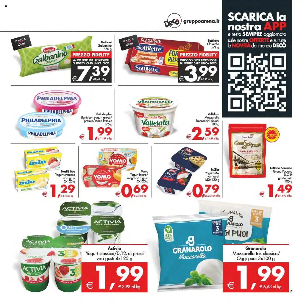 Volantino Decò del 22.08.2025 | Pagina: 7 | Prodotti: Yogurt, Mozzarella, Grana Padano