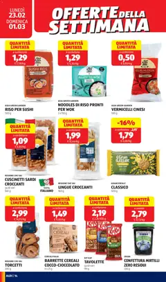 Anteprima del volantino BARRETTE CEREALI COCCO-CIOCCOLATO, 6 x 21g valido a partire dal 23.02.2026 | Pagina: 14 | Prodotti: Fiocchi, Crackers, Cocco, Sushi