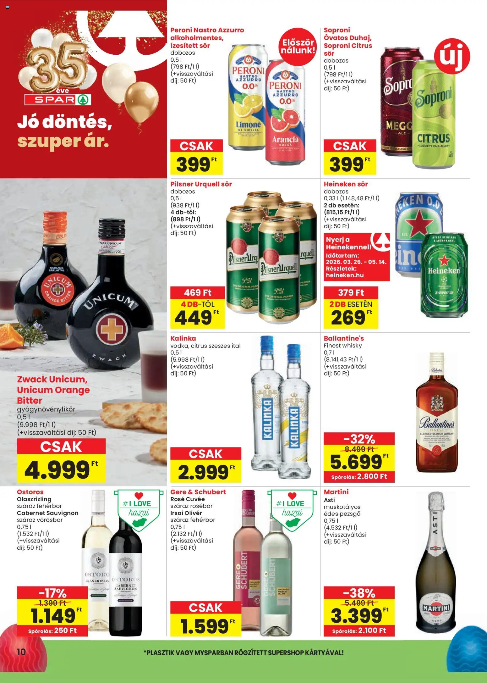 Spar akciós ujság - amely érvényes a következő dátumtól: 31.03.2026 | Oldal: 10 | Termékek: Fehérbor, Vörösbor, Whisky, Roštilj meso