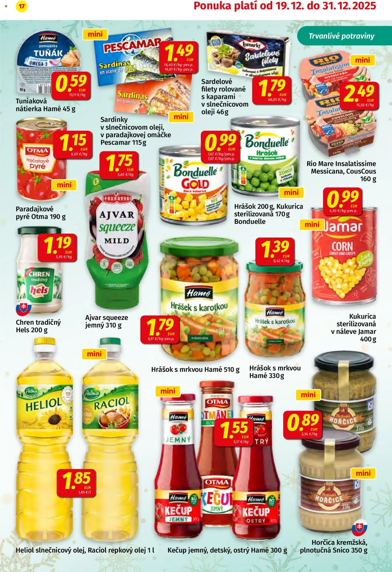 Nové Koruna akcie – leták je platný od 19.12.2025 | Strana: 17 | Produkty: Chren, Repkový olej, Rio Mare, Kečup