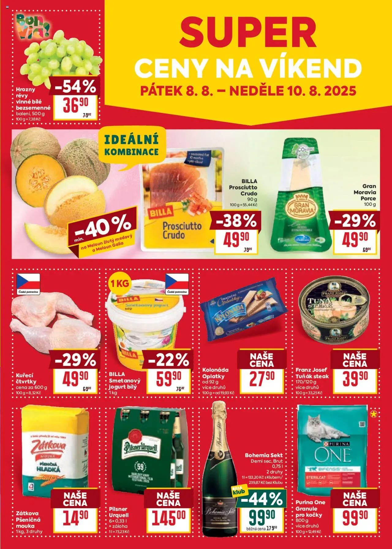 Billa Velký leták od 06.08.2025 | Strana: 26 | Produkty: Pilsner, Purina one, Crudo, Meloun žlutý