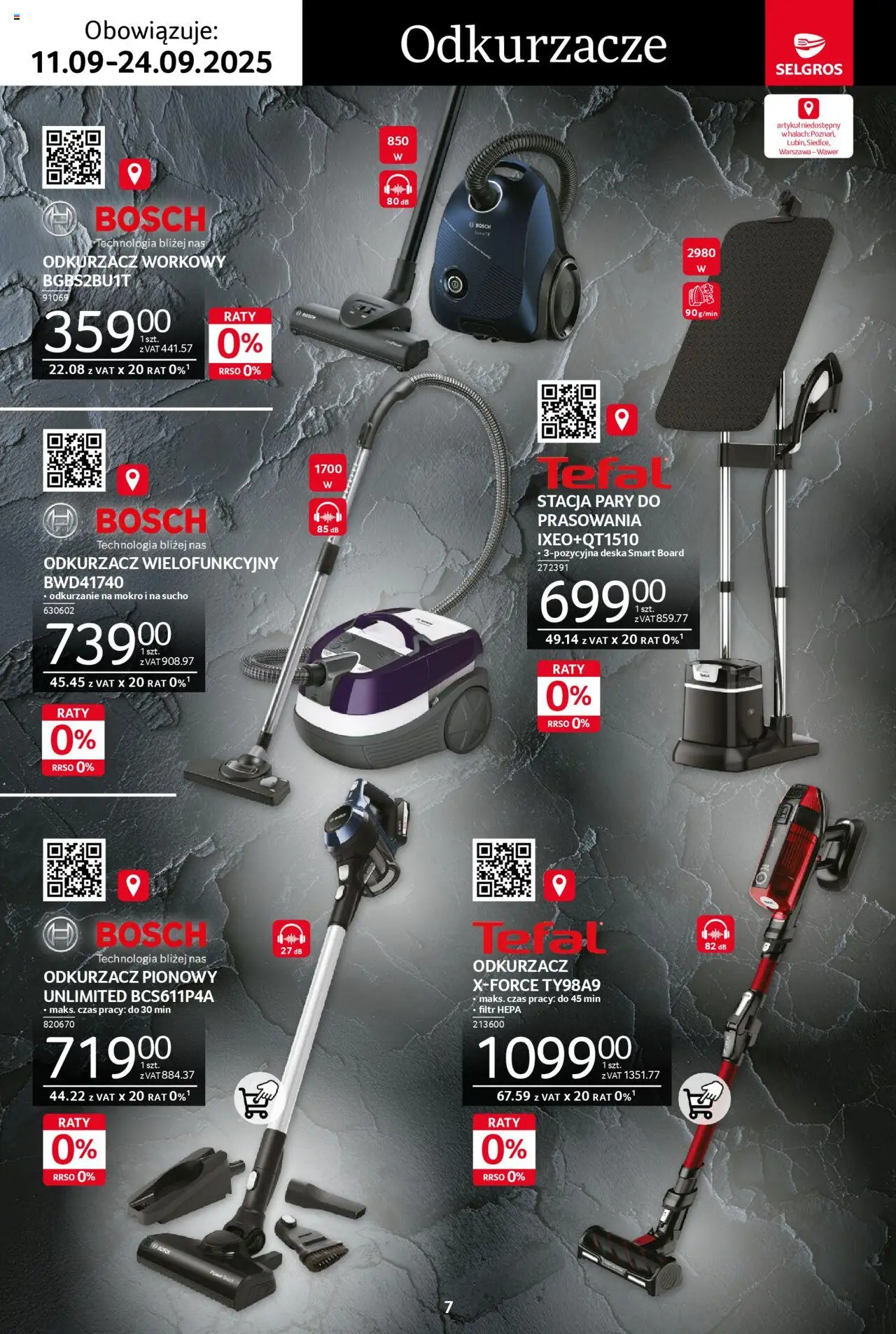 Selgros cash&carry Gazetka - Premium od 11.09.2025 | Strona: 7 | Produkty: Odkurzacz, Odkurzacz pionowy