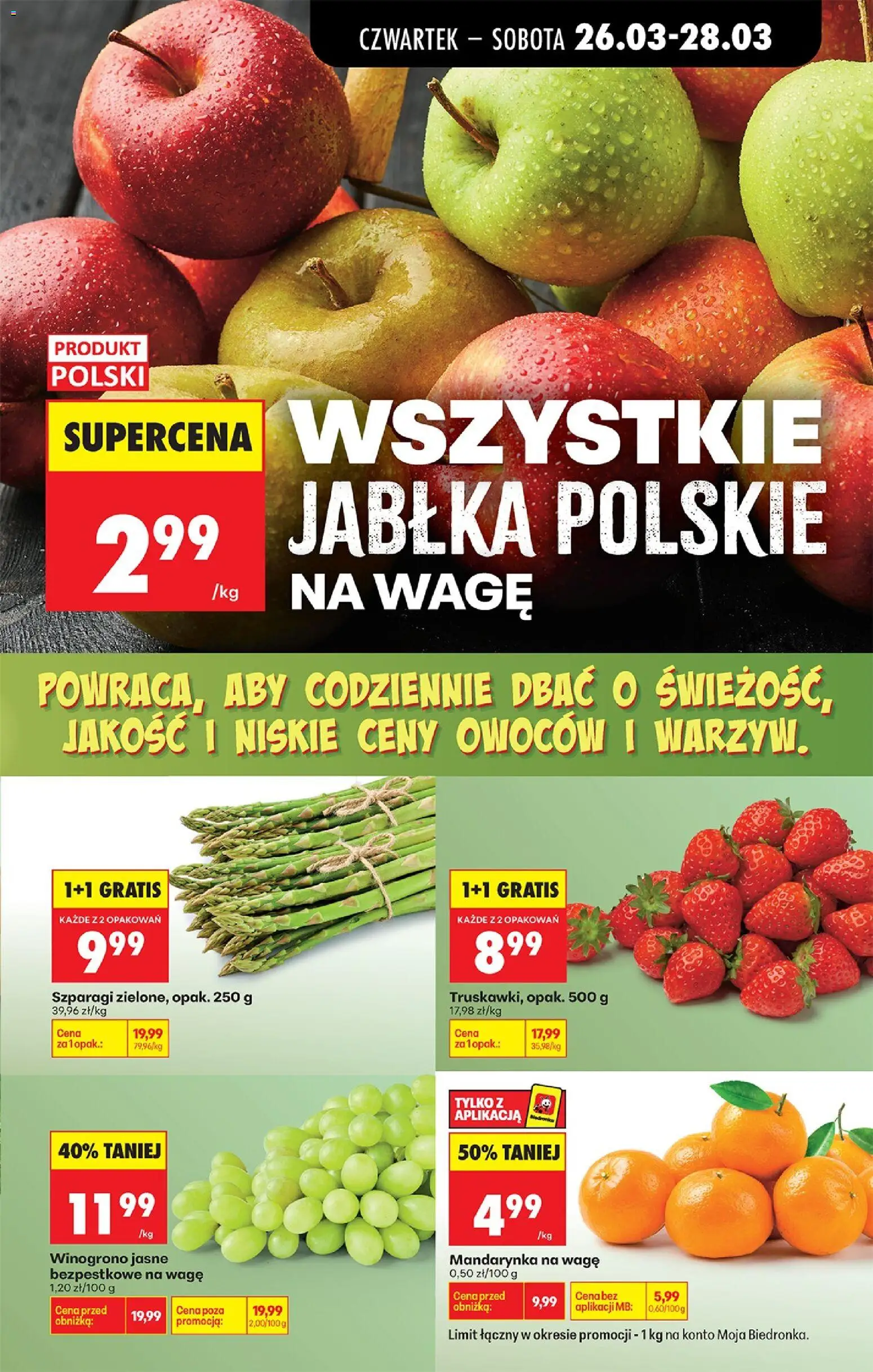 Biedronka gazetka od czwartku od 26.03.2026 | Strona: 21 | Produkty: Winogrono, Szparagi, Jabłka