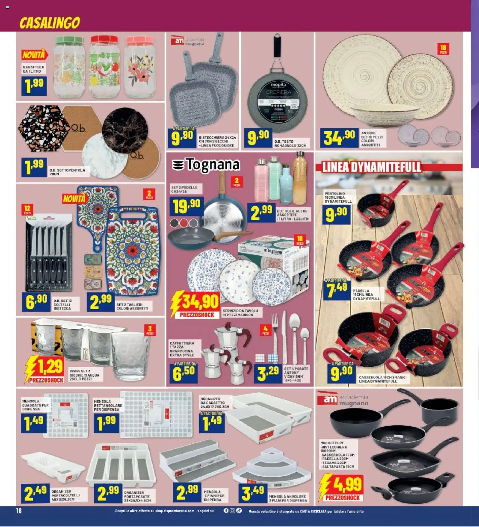 Volantino RisparmioCasa del 23.10.2025 | Pagina: 18 | Prodotti: Acqua, Padella, Portaposate, Mensola