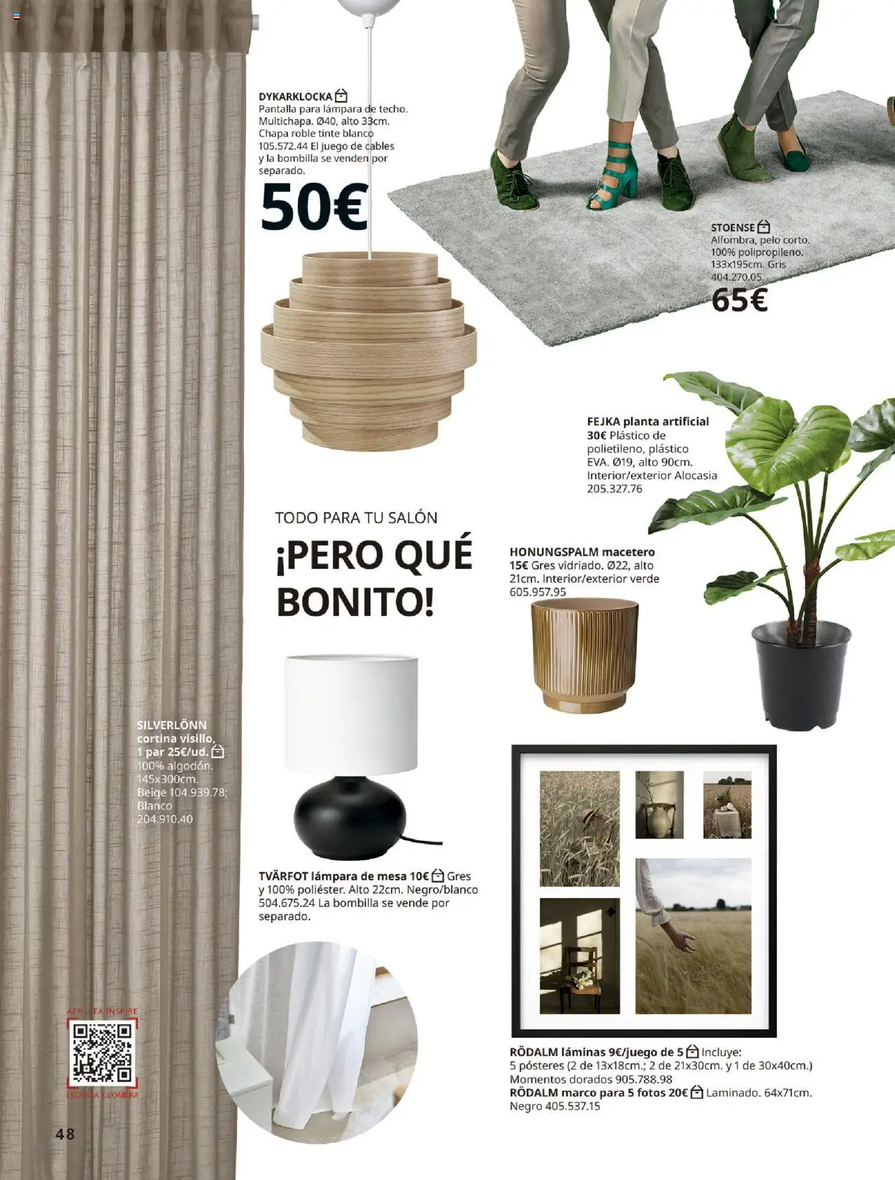 Catálogo IKEA Accesorios y decoración │ válido desde el 04.02.2025 | Página: 48 | Productos: Cortina, Planta artificial, Marco, Lámpara