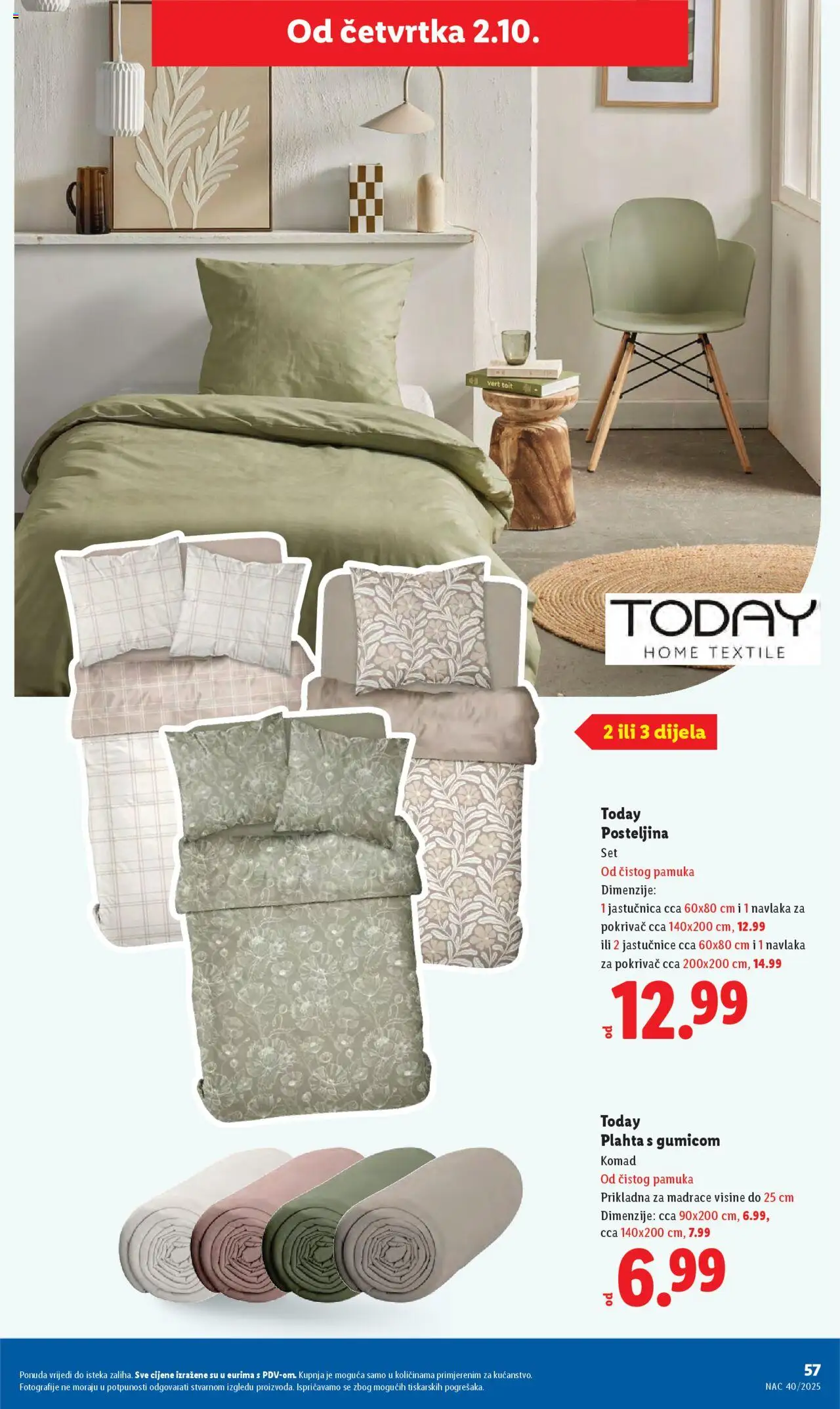 Lidl katalog | vrijedi od 29.09.2025 | Stranica: 57 | Proizvodi: Pokrivač, Jastučnica, Plahta, Posteljina
