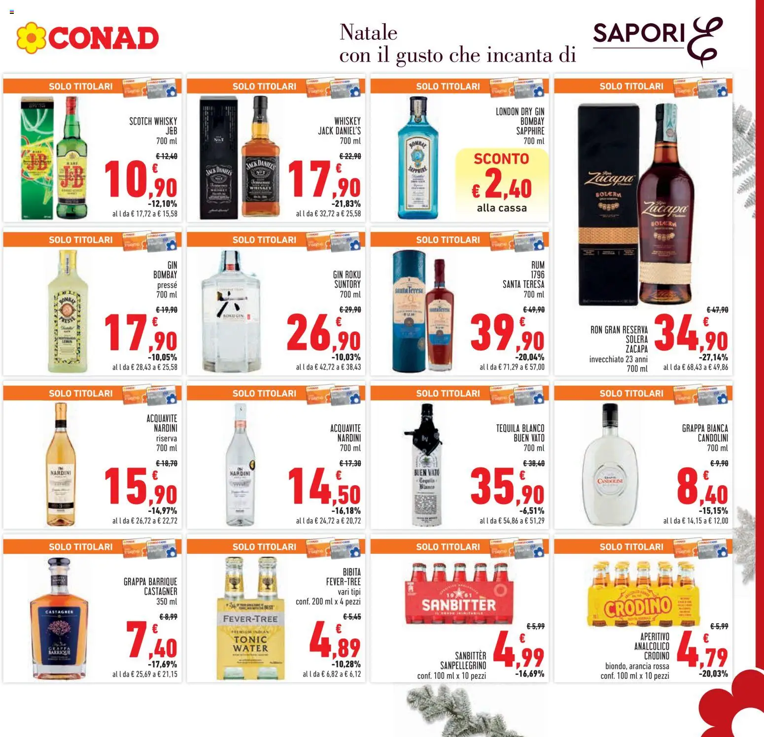 Volantino Conad del 10.12.2025 | Pagina: 9 | Prodotti: Whisky, Tequila, Arancia, Grappa