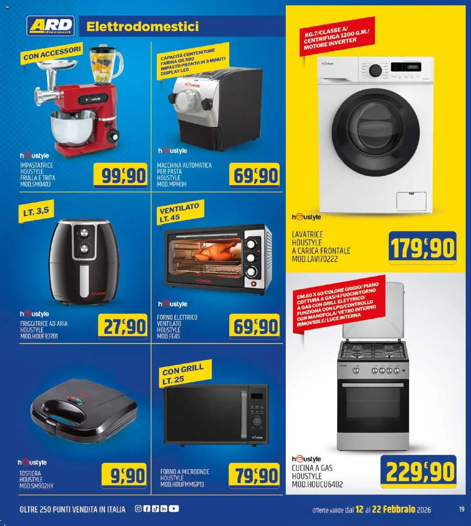 Volantino ARD Discount del 12.02.2026 | Pagina: 19 | Prodotti: Impastatrice, Forno a microonde, Friggitrice, Forno elettrico