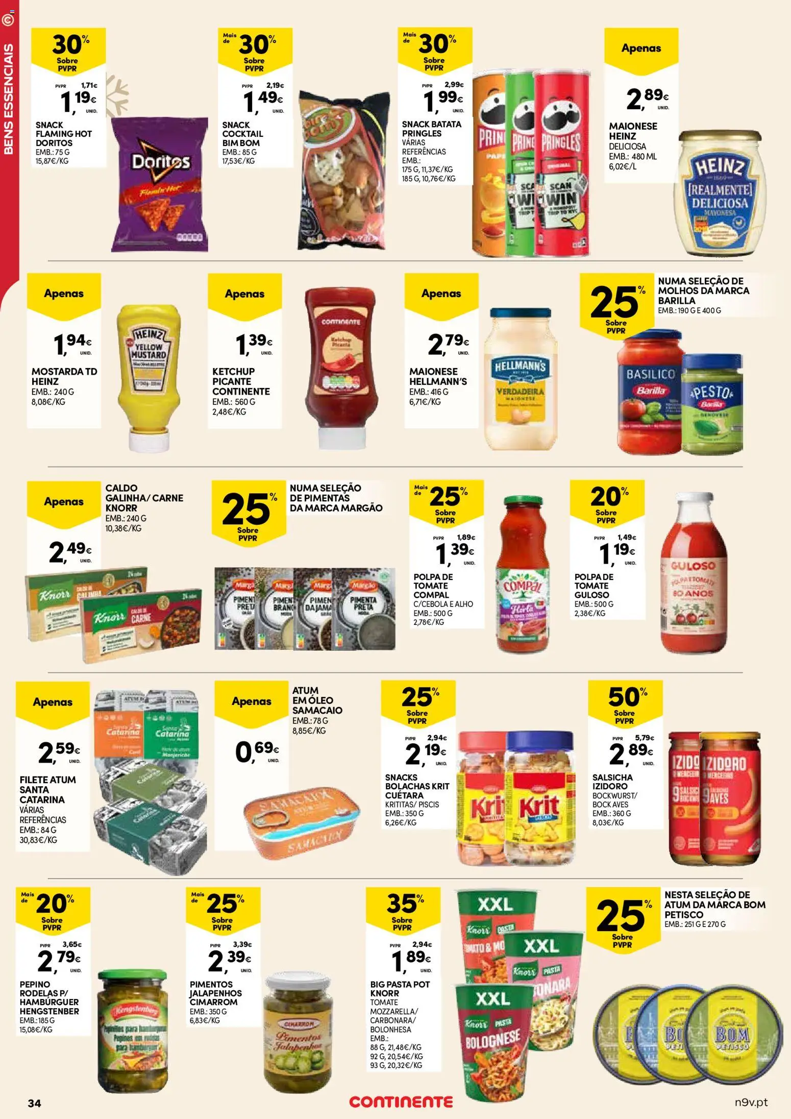 Continente - Açores: Natal │ válido de 11.12.2025 | Página: 34 | Produtos: Batata, Salsicha, Óleo, Carne