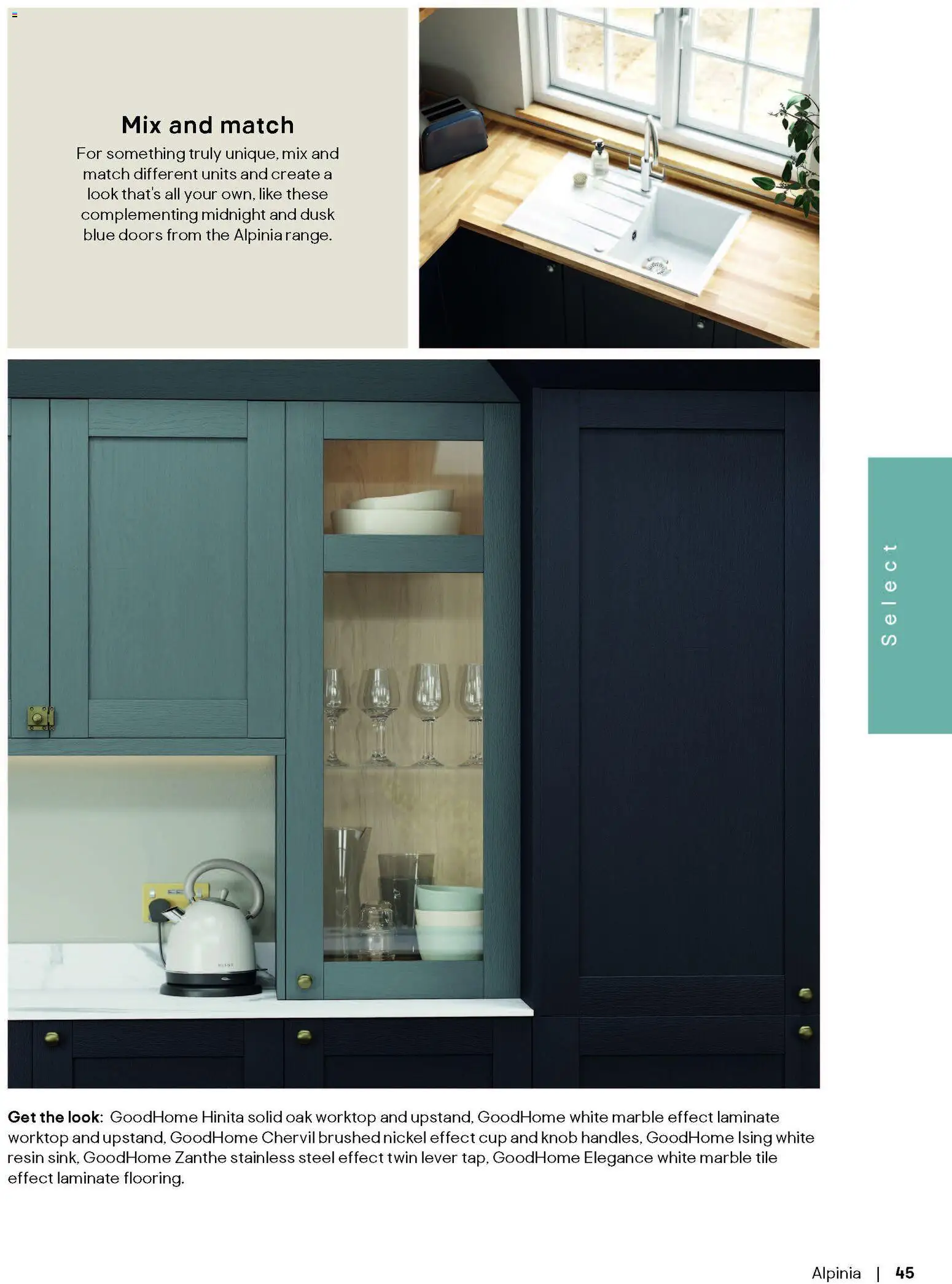 {H1} | Page: 45 | Products: Doors, Worktop, Knob, Laminate worktop