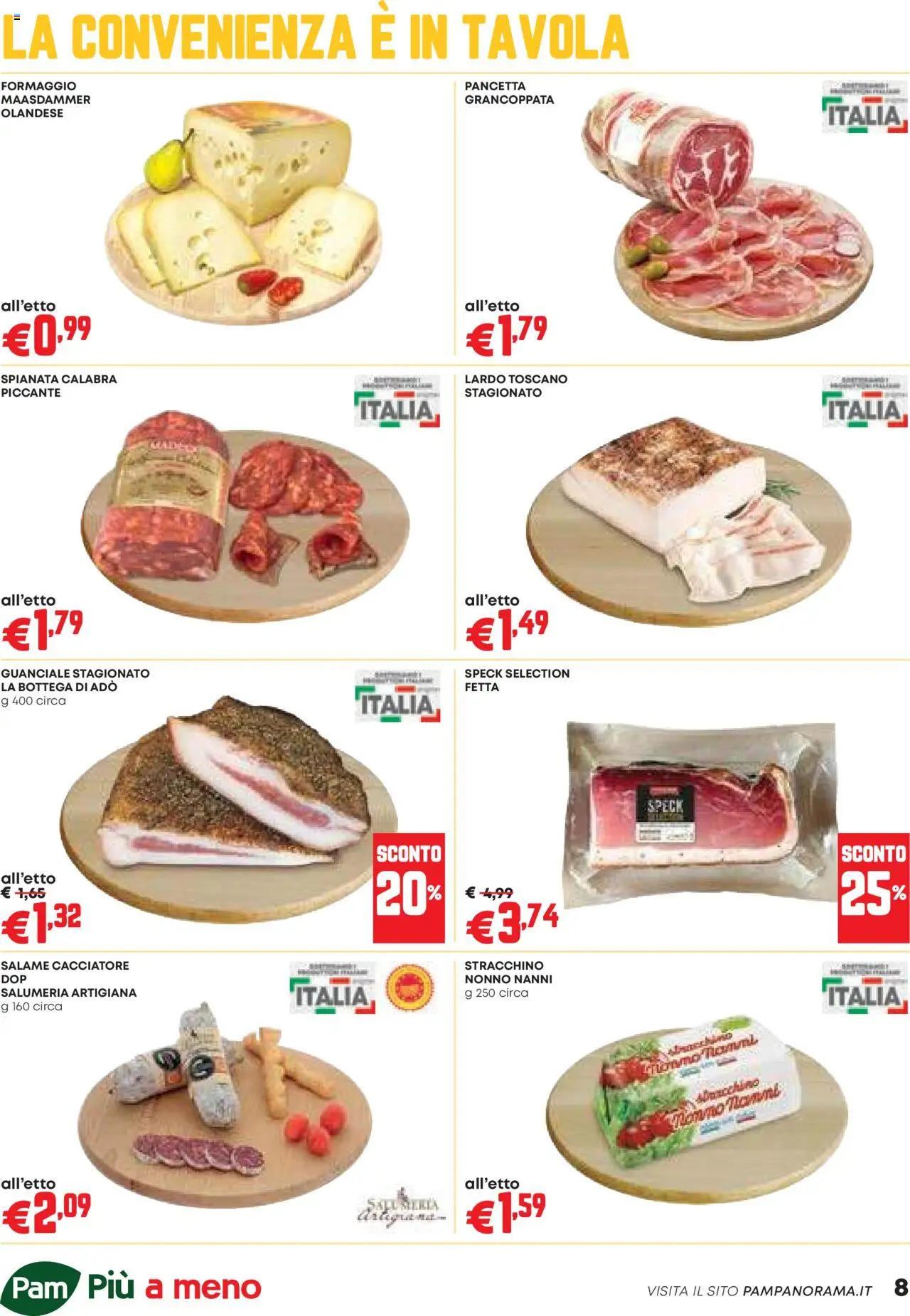 Volantino PAM del 09.10.2025 | Pagina: 8 | Prodotti: Pancetta, Formaggio, Stracchino, Guanciale