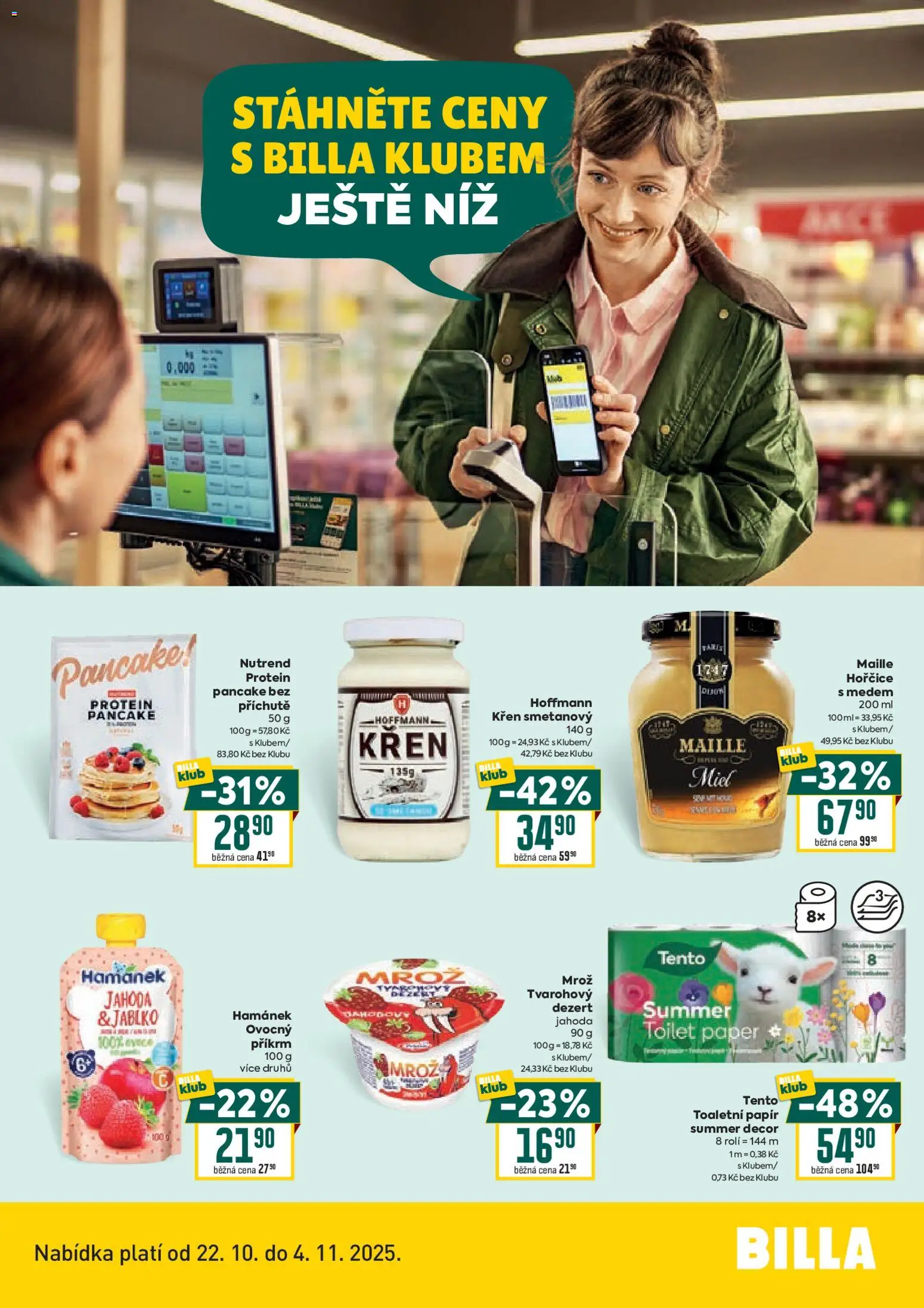 Billa leták - Bonus club od 22.10.2025 | Strana: 2 | Produkty: Křen, Toaletní papír, Příkrm, Protein
