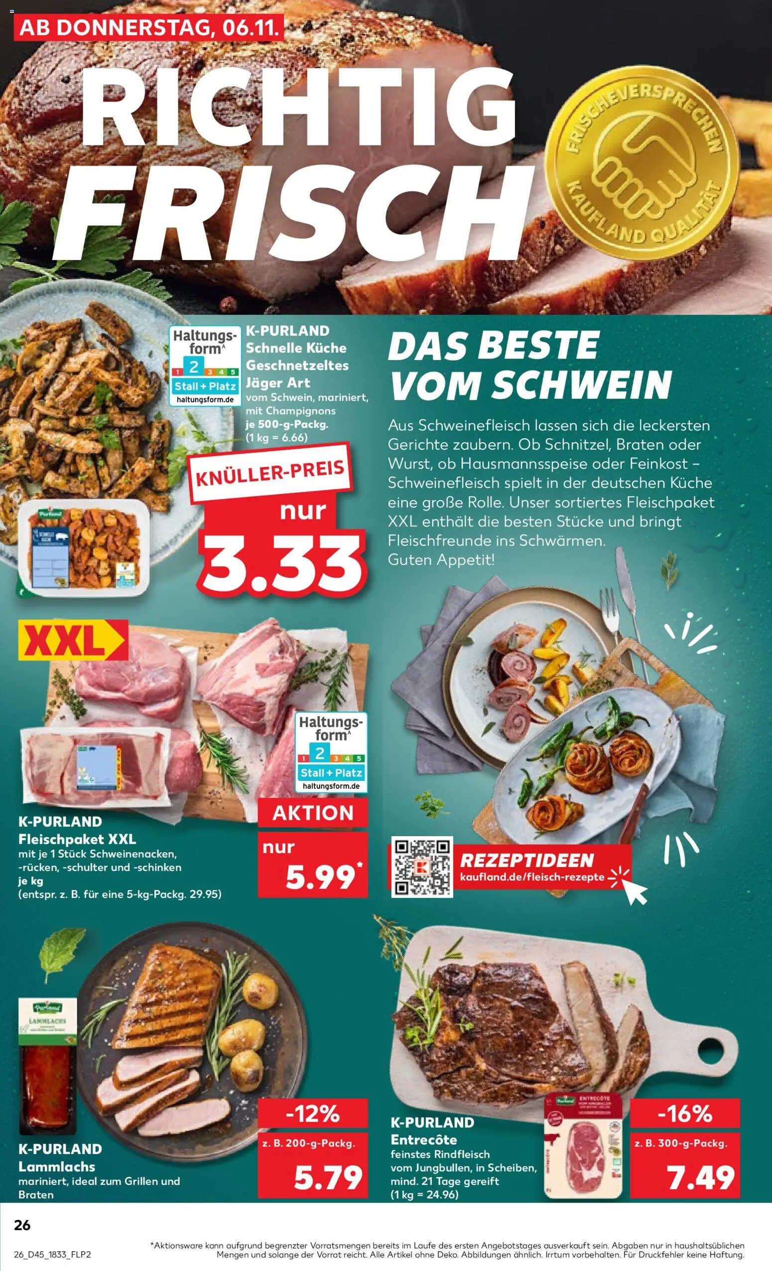 Kaufland prospekt Bremen	 – gültig ab 06.11.2025 | Seite: 26 | Produkte: Küche, Entrecote, Schweinefleisch, Rindfleisch