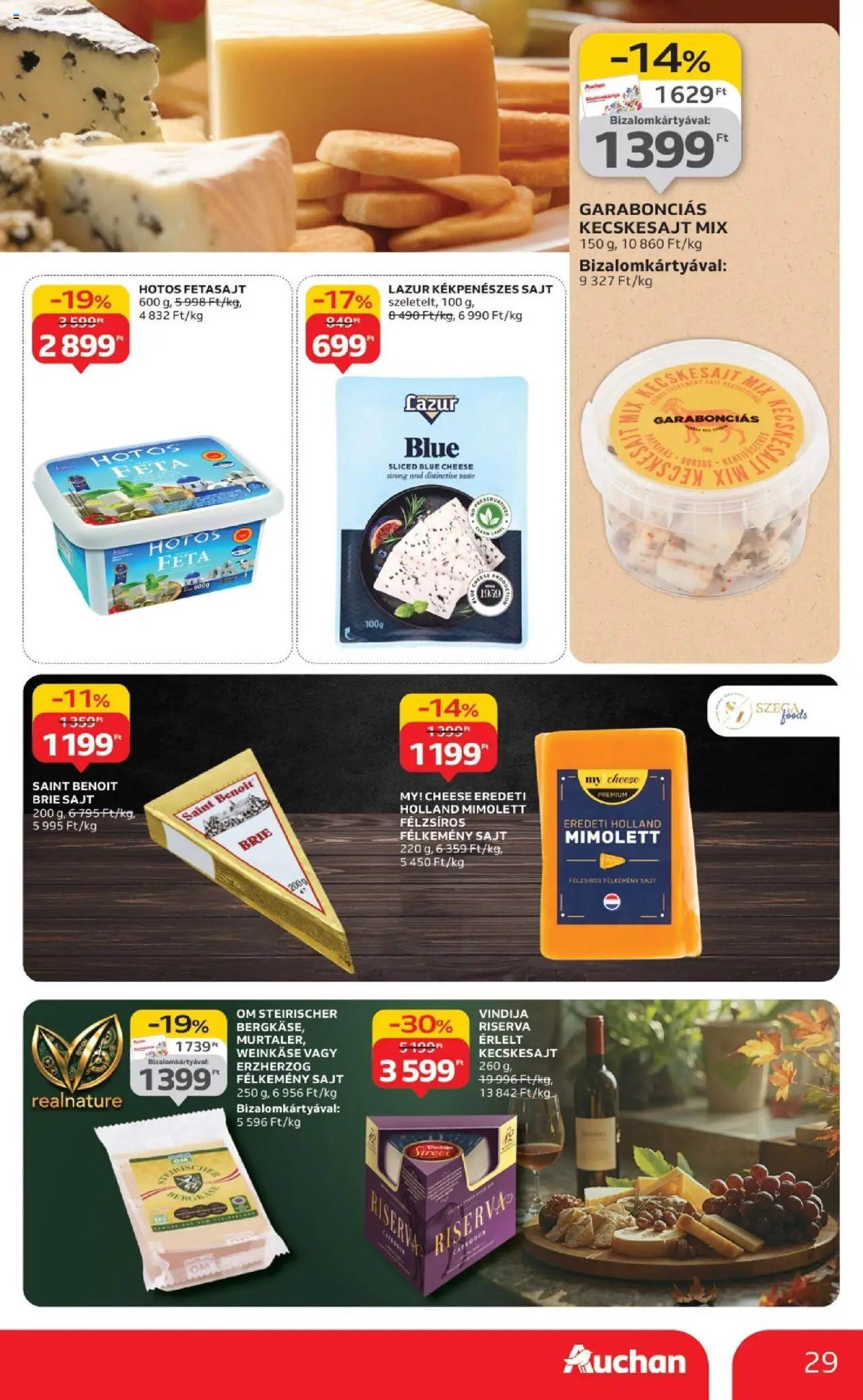 Auchan akciós ujság - amely érvényes a következő dátumtól: 02.10.2025 | Oldal: 29 | Termékek: Kecskesajt, Sajt