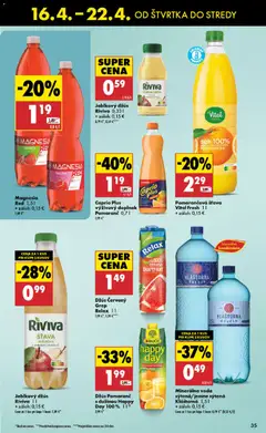 Biedronka leták platný od 16.04.2026 | Strana: 35 | Produkty: Džús, Grapefruit, Voda, Minerálna voda