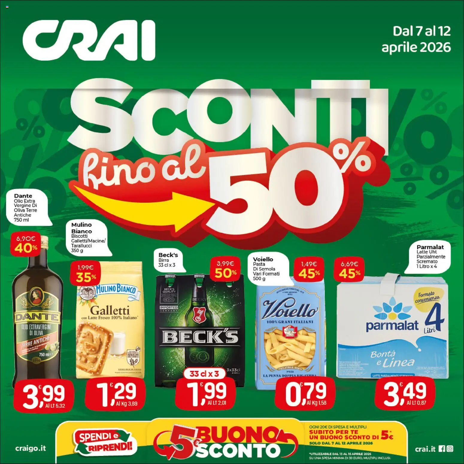 Volantino CRAI del 07.04.2026 | Pagina: 1 | Prodotti: Birra, Tè, Olio, Olio extra vergine