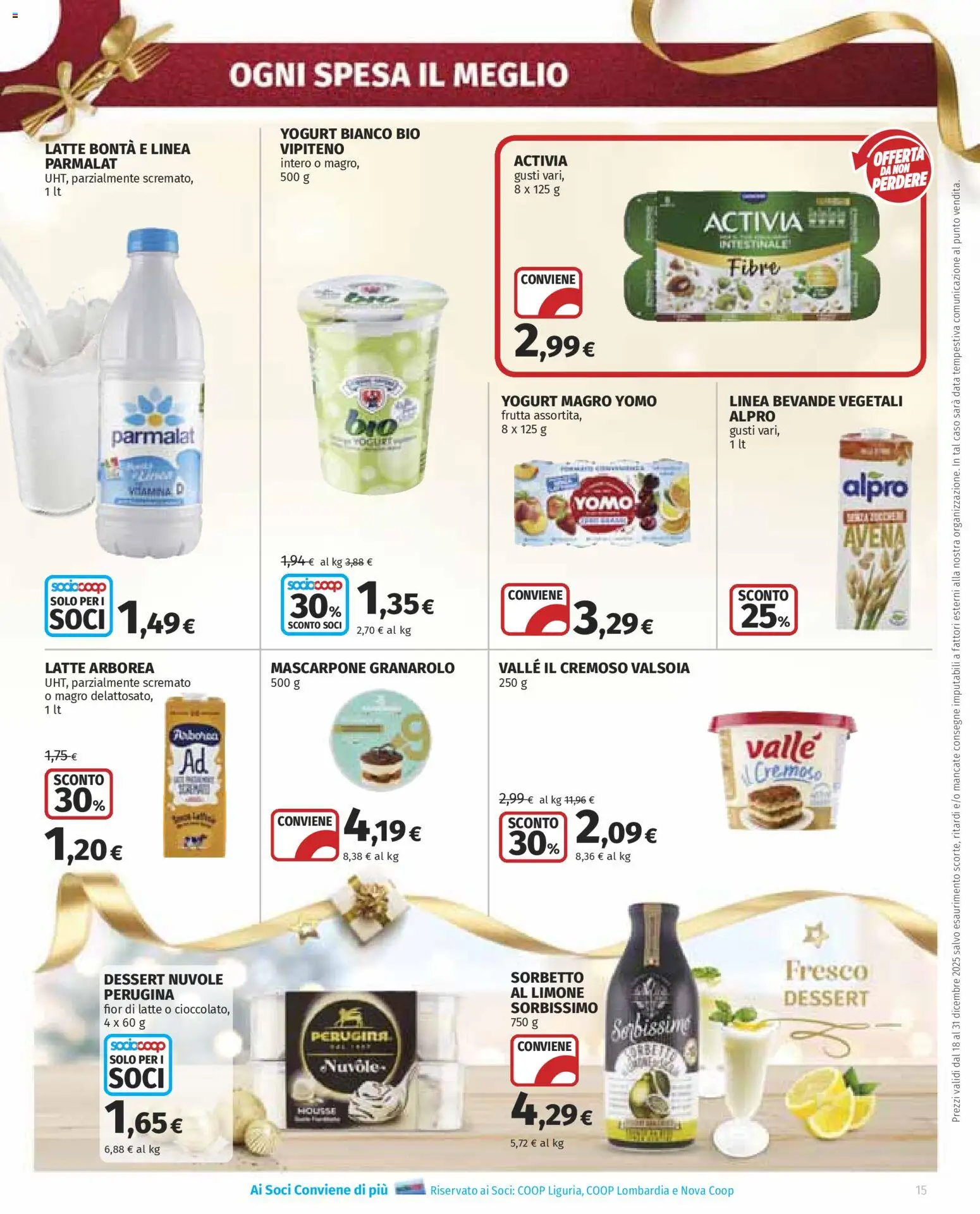Volantino Ipercoop del 18.12.2025 | Pagina: 15 | Prodotti: Yogurt, Sorbetto, Data, Mascarpone