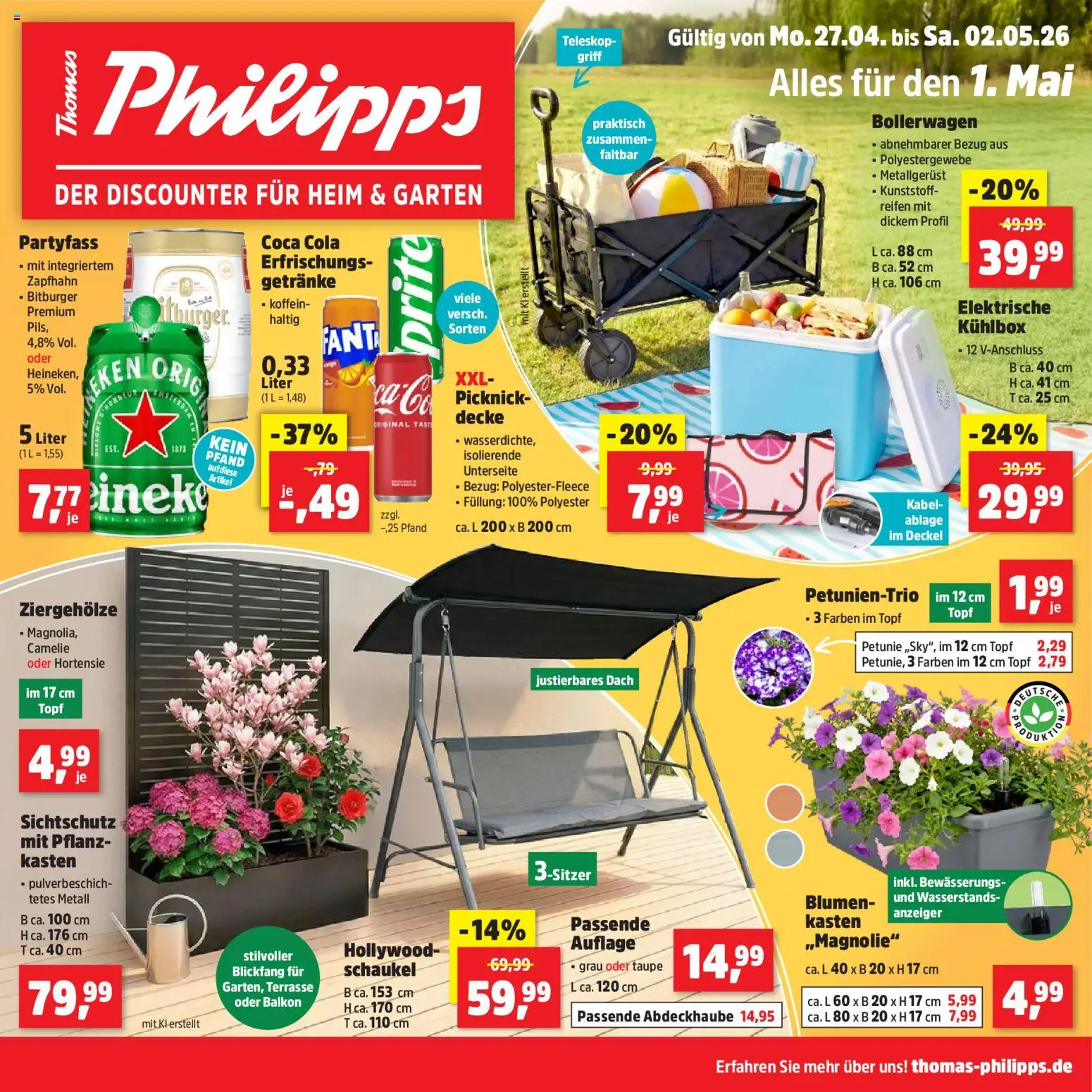 Thomas Philipps Prospekt 	 – gültig ab 27.04.2026 | Seite: 1 | Produkte: Kabel, Coca cola, Decke, Blumen