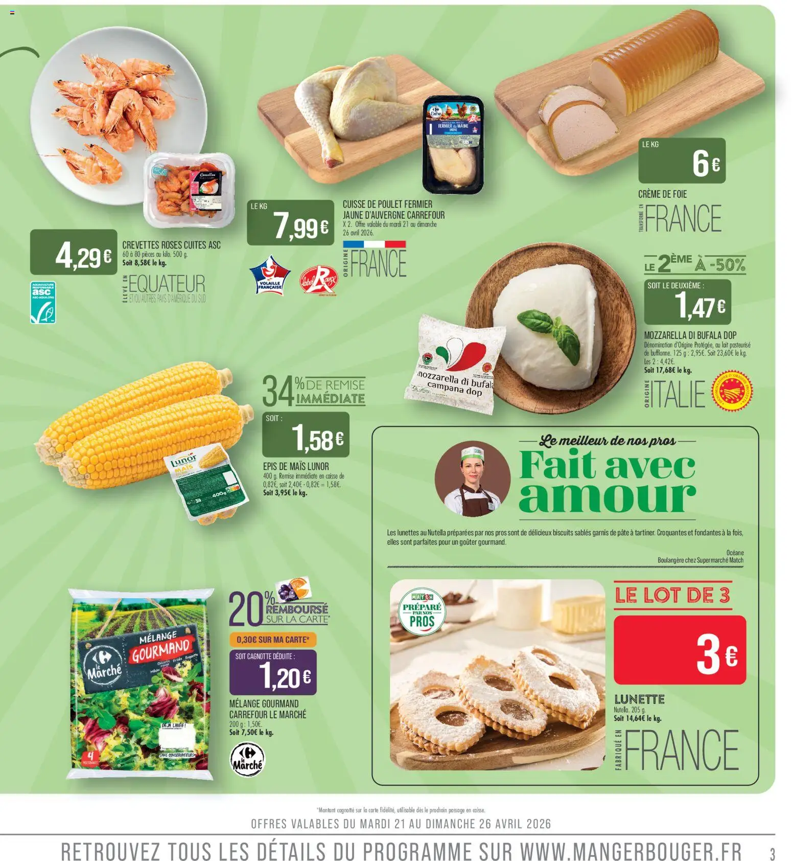 {H1} | Page: 3 | Produits: Frites, Lait, Cuisse de poulet, Biscuits