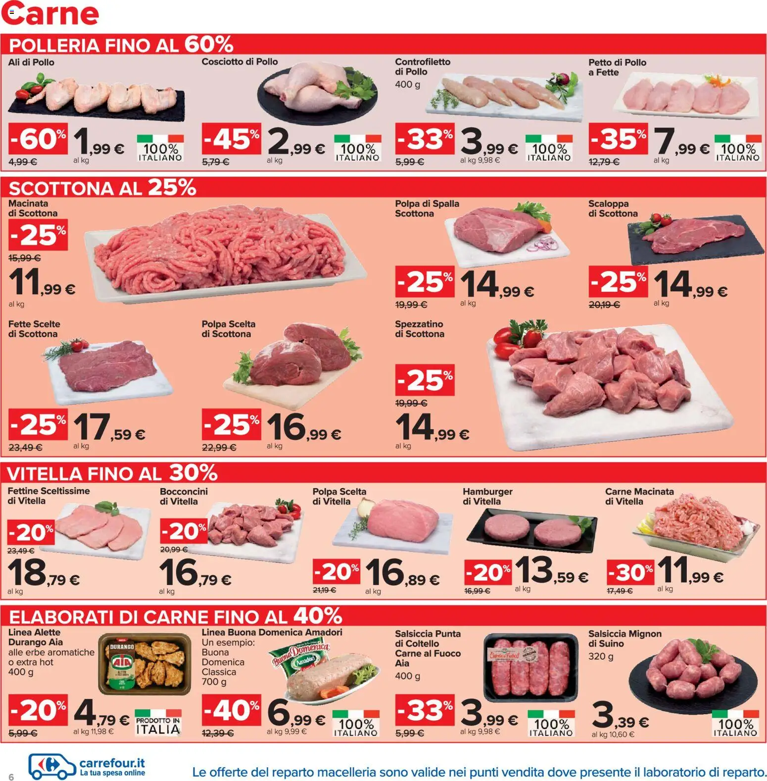 Volantino Carrefour del 07.04.2026 | Pagina: 6 | Prodotti: Pollo, Suino, Salsiccia, Hamburger