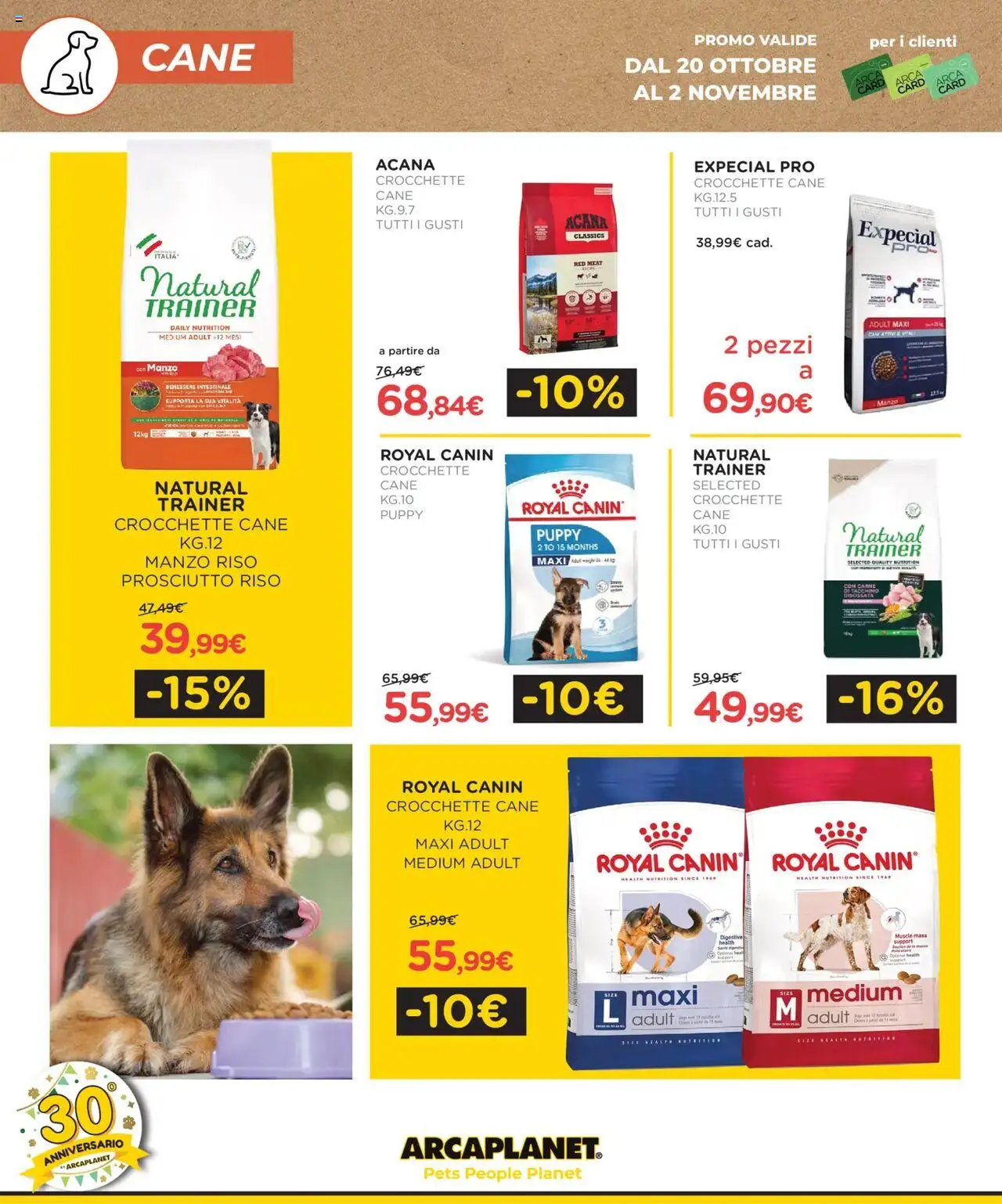 Volantino Arcaplanet del 20.10.2025 | Pagina: 12 | Prodotti: Riso, Tacchino, Crocchette, Crocchette cane