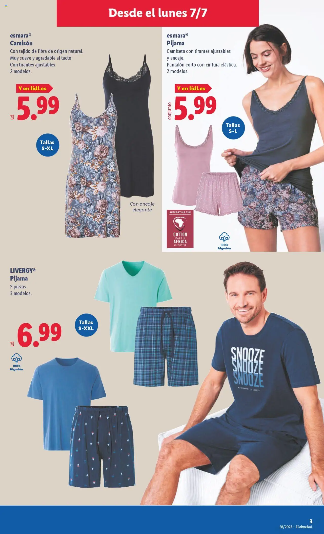 Lidl catálogo de bazar MAD │ válido desde el 07.07.2025 | Página: 3 | Productos: Pijama, Camisón, Pantalón corto