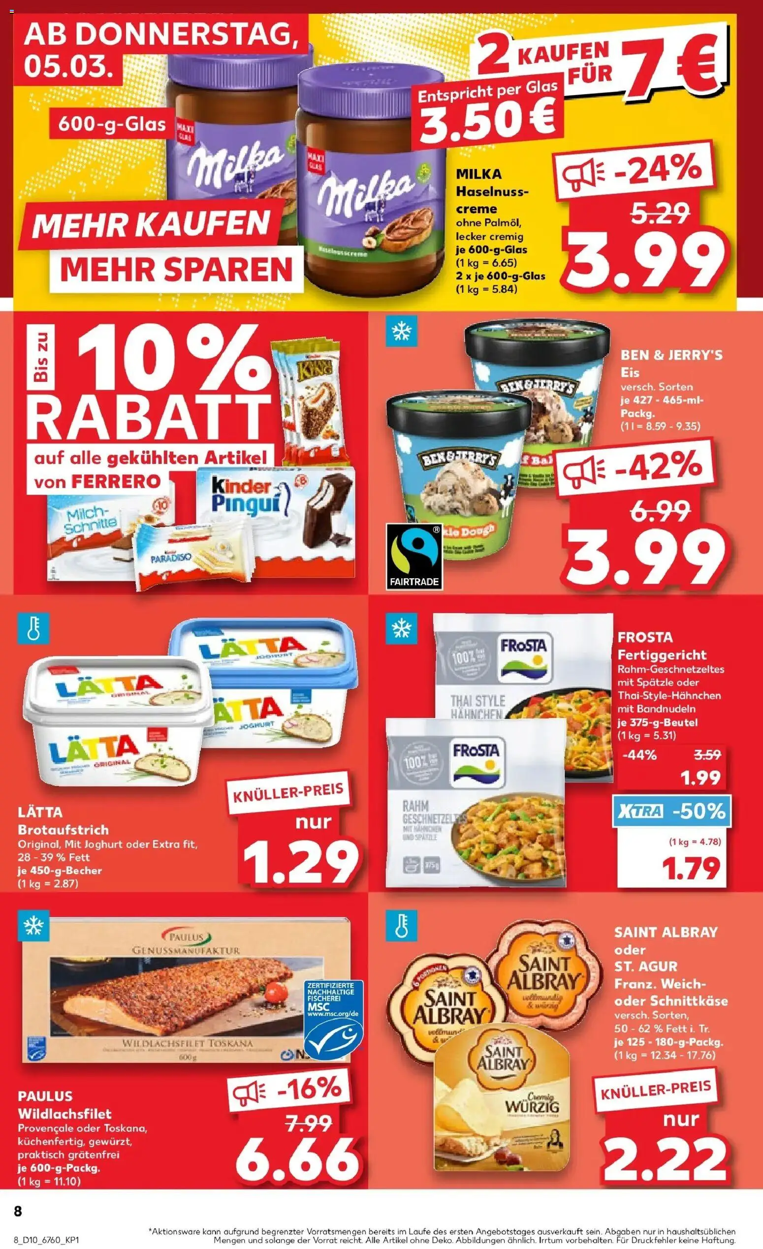 Kaufland Prospekt Münchberg	 – gültig ab 05.03.2026 | Seite: 8 | Produkte: Milch, Creme, Ben & Jerry's, Eis