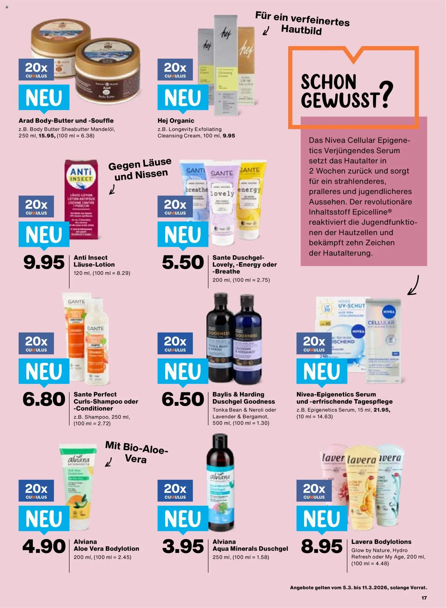 Migros aktionen – gültig ab 03.03.2026 | Seite: 17 | Produkte: Serum, Conditioner, Body Lotion, Shower Gel