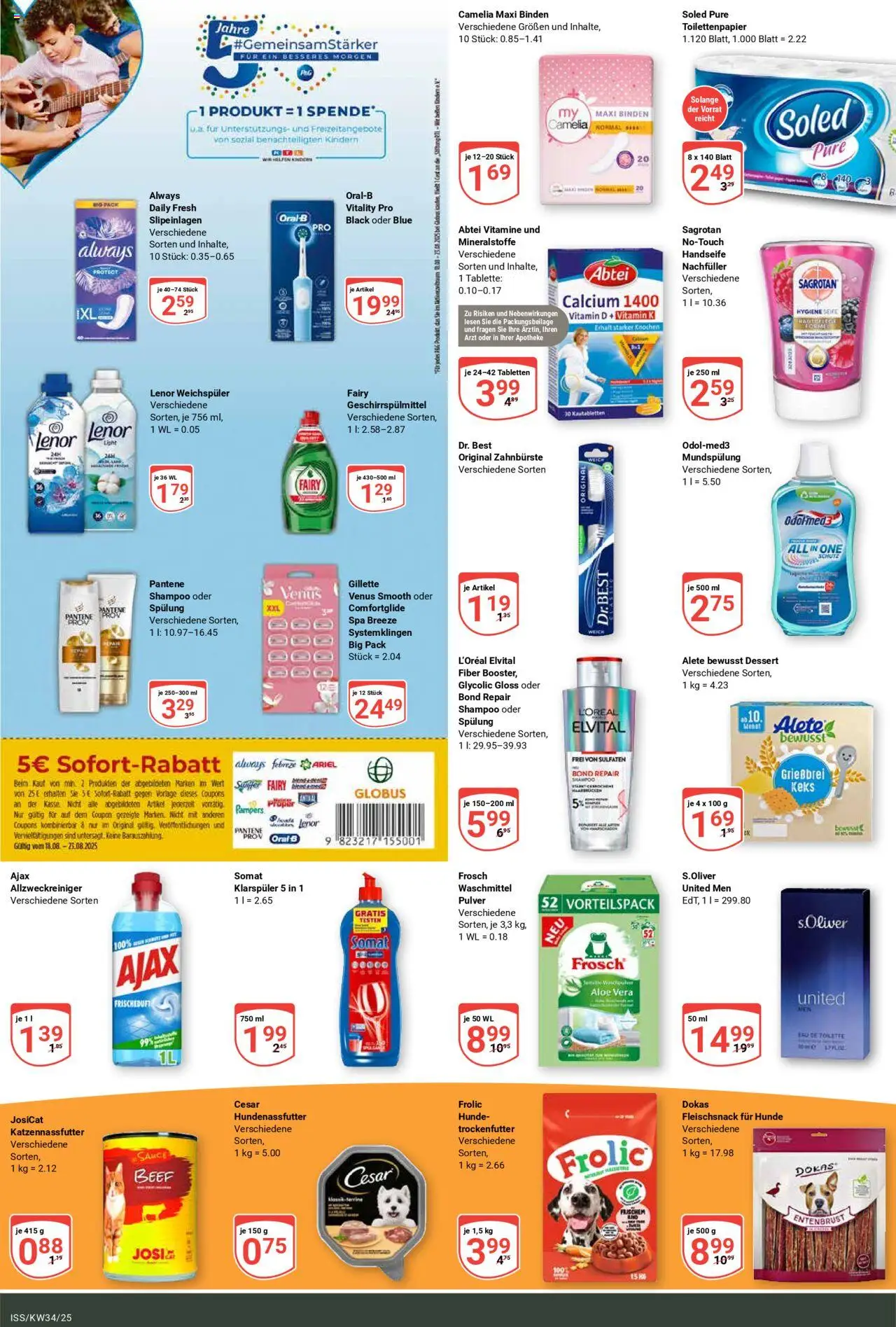 Globus Prospekt 	 - gültig ab dem 18.08.2025 | Seite: 17 | Produkte: Ariel, Toilette, Spülung, Zahnbürste