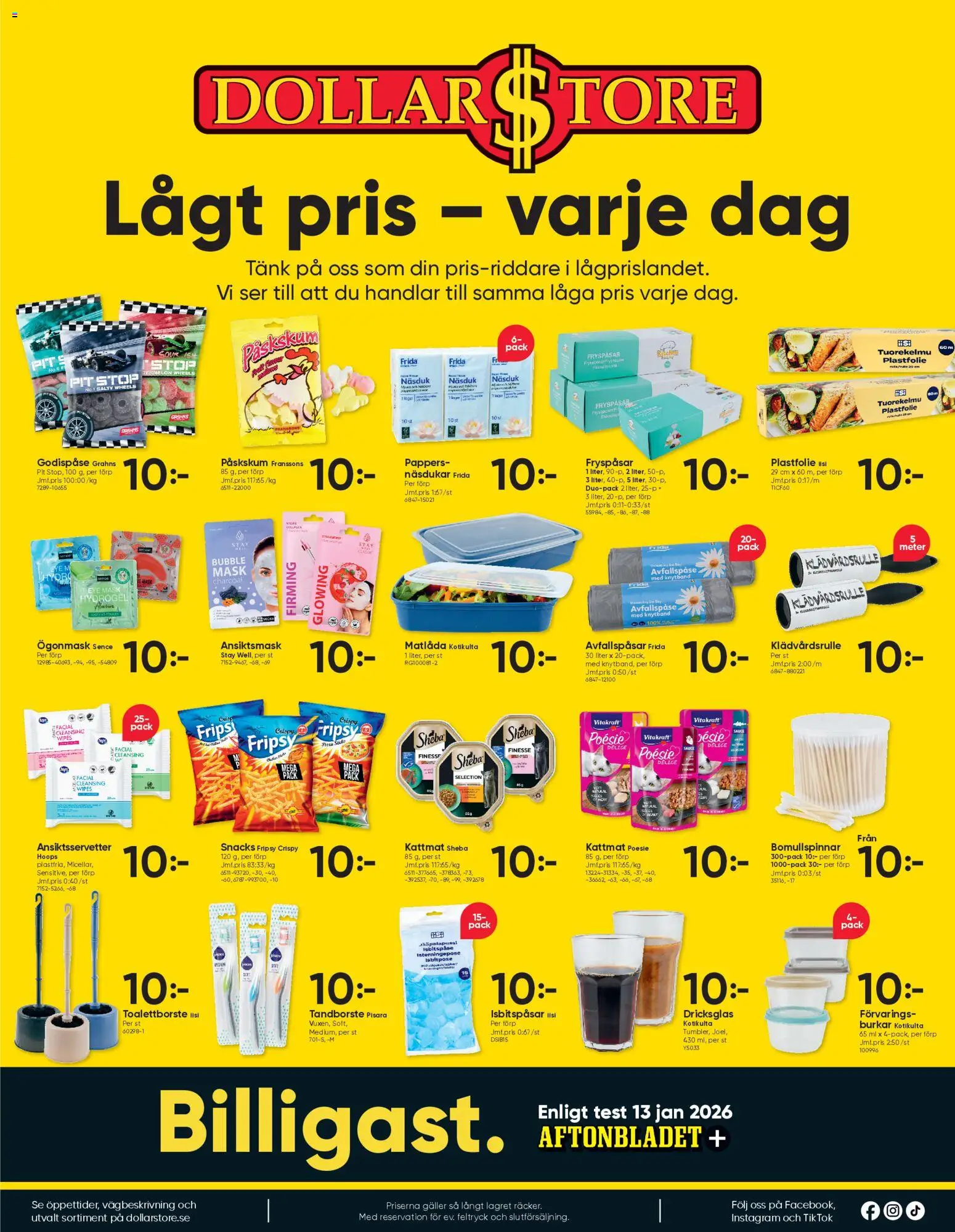 Dollar Store reklamblad aktuell från 16.03.2026 | Sida: 8 | Produkter: Tandborste, Ansiktsmask, Kattmat, Ögonmask