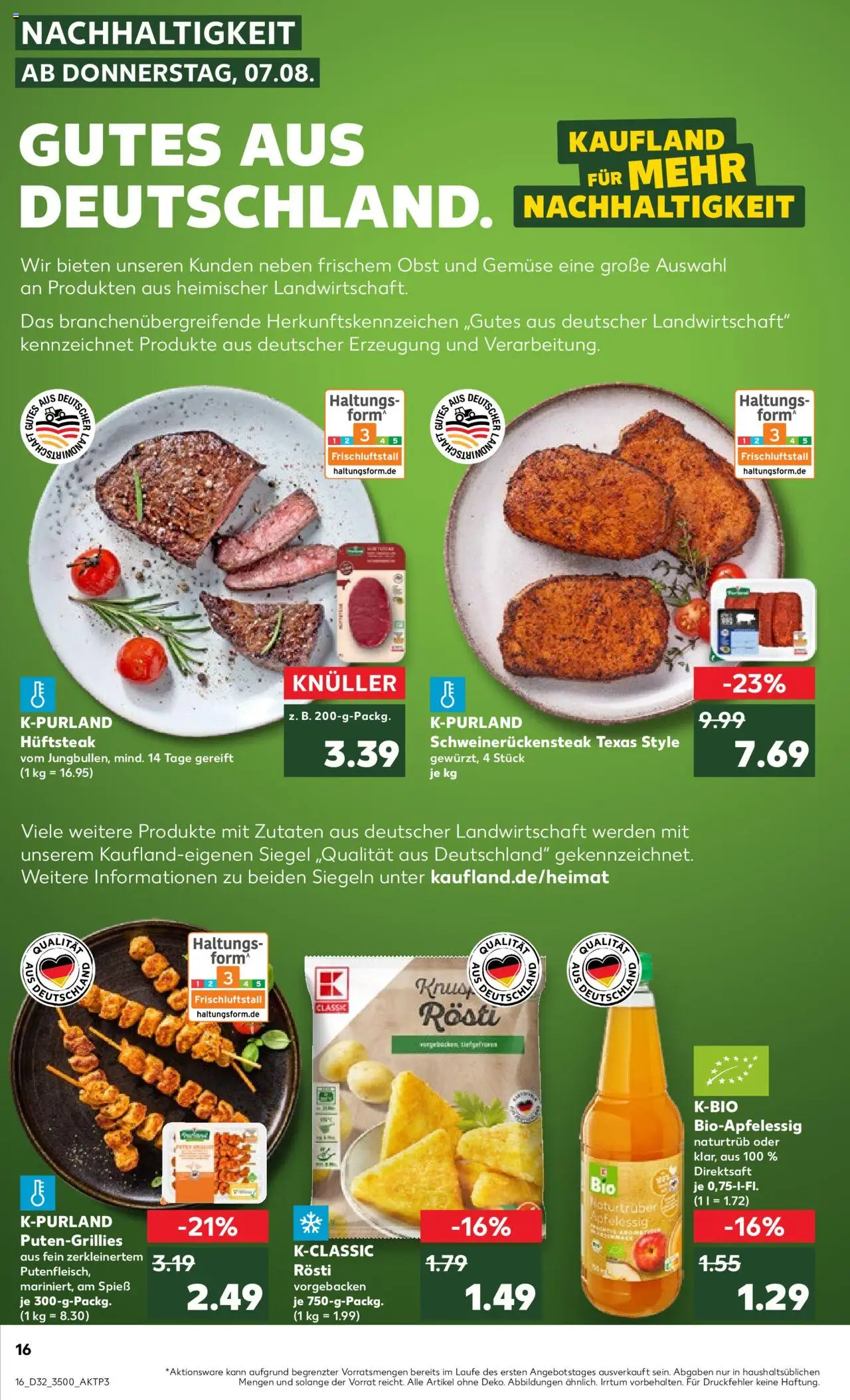 Kaufland prospekt Jena	 - gültig ab dem 07.08.2025 | Seite: 16 | Produkte: Apple, Gemüse, Obst, Steak