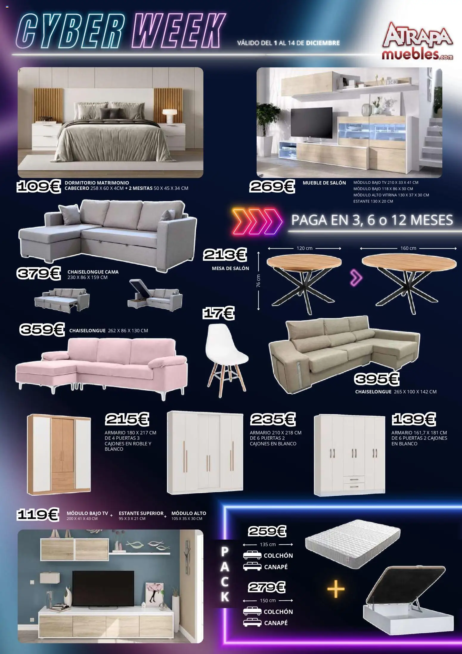 Atrapa Muebles - folleto │ válido desde el 01.12.2025 | Página: 1 | Productos: Cama, Estante, Mesa, Armario