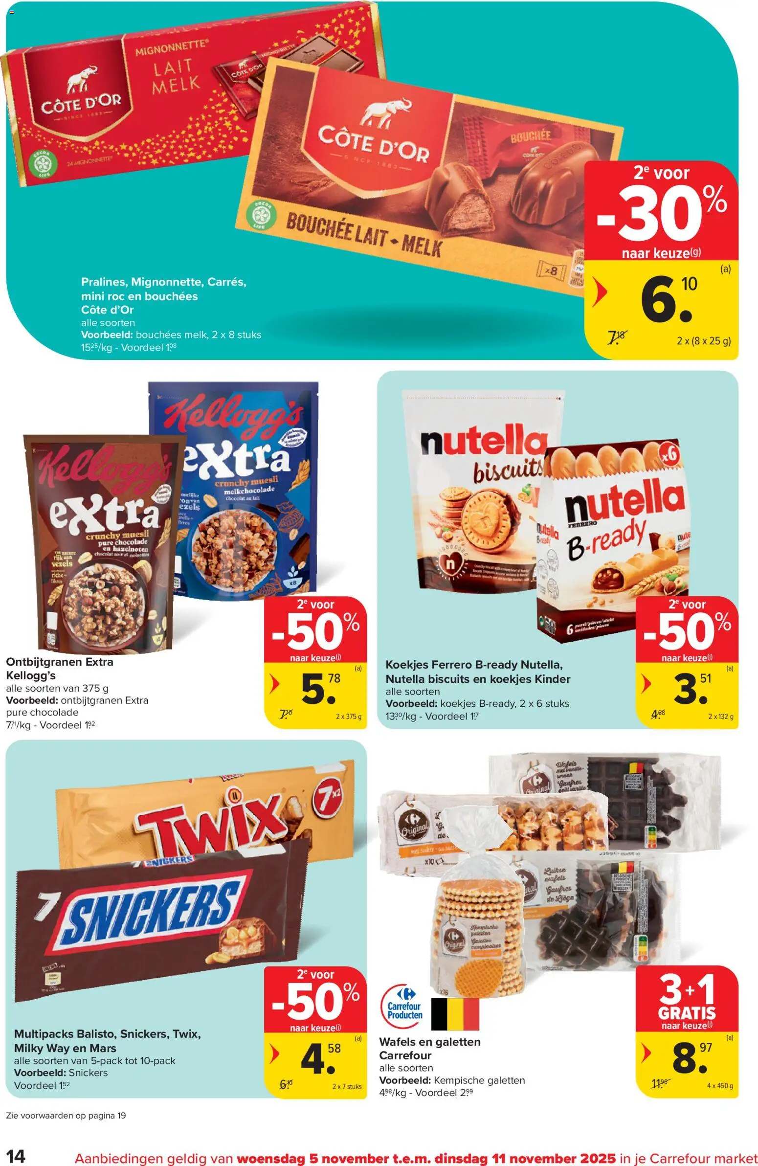{H1} | Pagina: 14 | Producten: Muesli, Wafels, Kinder, Chocolade