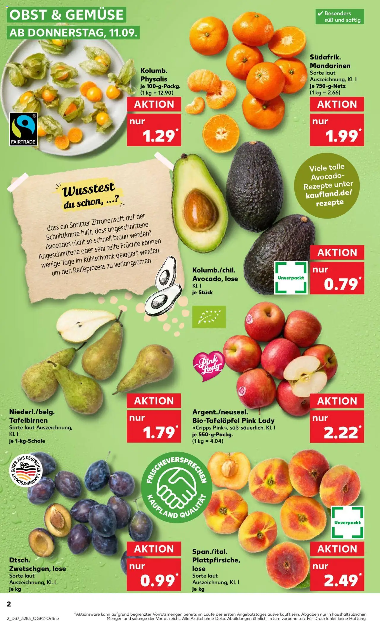 Kaufland prospekt Rostock	 – gültig ab 11.09.2025 | Seite: 2 | Produkte: Kühlschrank, Mandarinen, Avocado, Gemüse