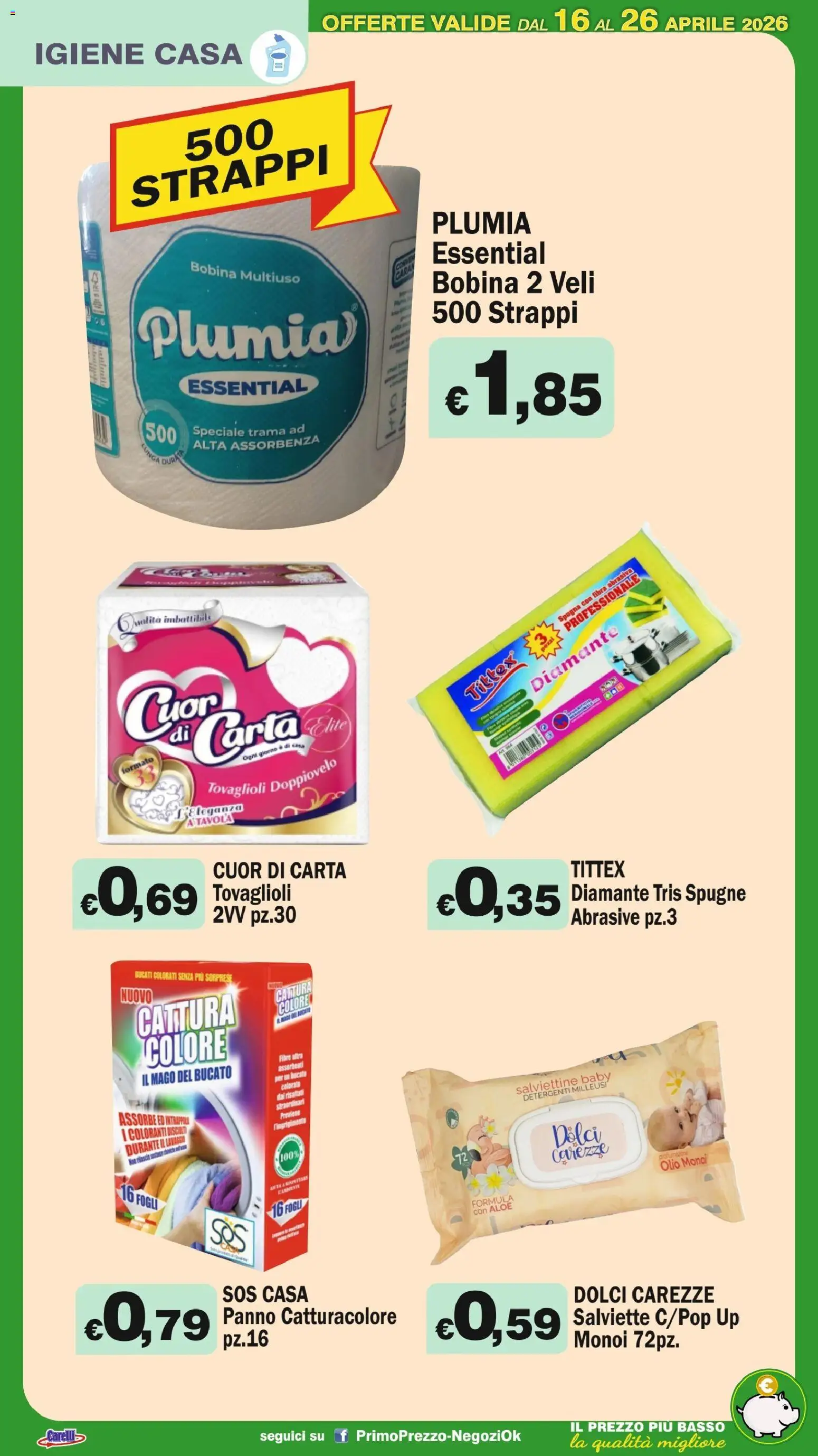 Volantino Primo Prezzo del 16.04.2026 | Pagina: 25 | Prodotti: Spugna, Olio