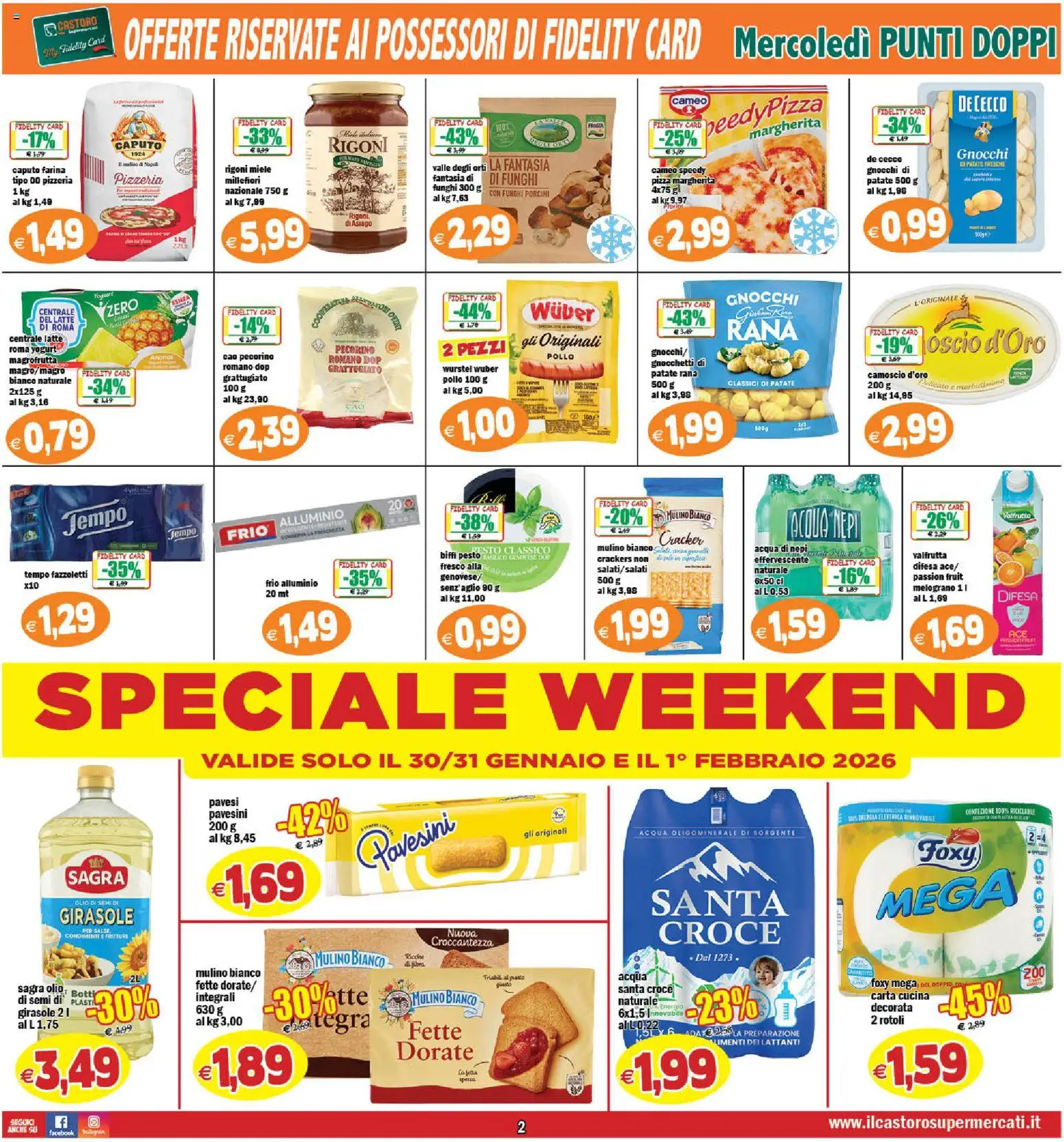 Volantino Il Castoro del 26.01.2026 | Pagina: 2 | Prodotti: Patate, Acqua, Wurstel, Gnocchi