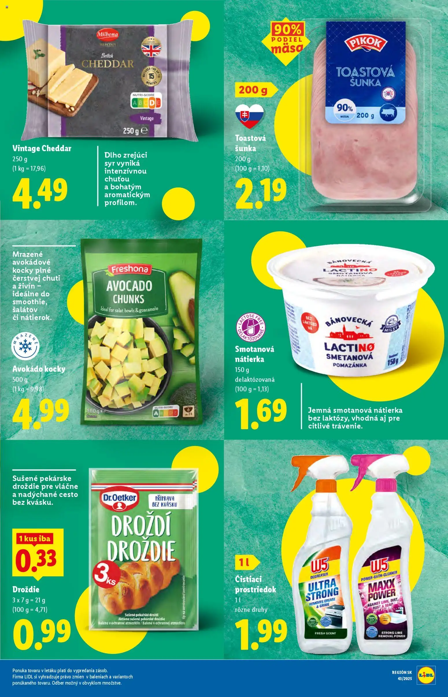 Nové Lidl akcie – leták je platný od 23.10.2025 | Strana: 67 | Produkty: Syr, Šunka, Čistiaci prostriedok, Avokádo