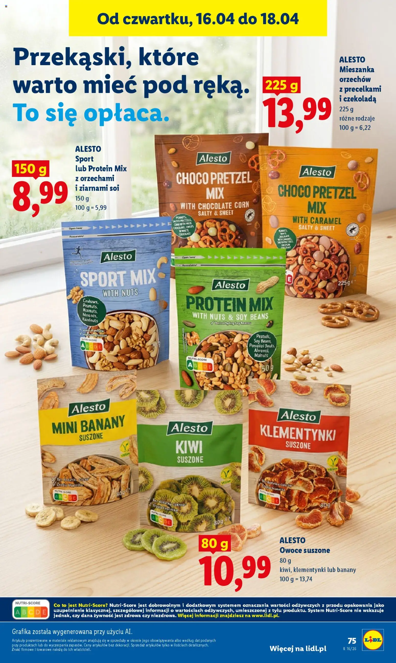 Lidl gazetka od 16.04.2026 | Strona: 75 | Produkty: Czekolada, Banany, Kiwi, Owoce