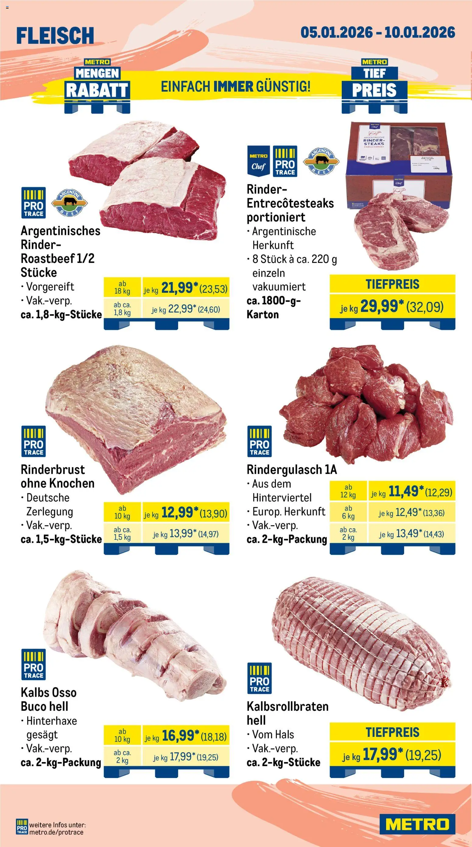 Metro Prospekt 	 – gültig ab 05.01.2026 | Seite: 2 | Produkte: Rindergulasch, Roastbeef, Fleisch