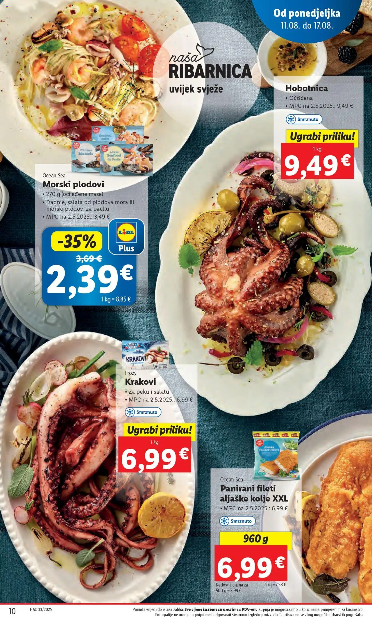 Lidl katalog | vrijedi od 11.08.2025 | Stranica: 10 | Proizvodi: Hobotnica, Salata, Morski plodovi