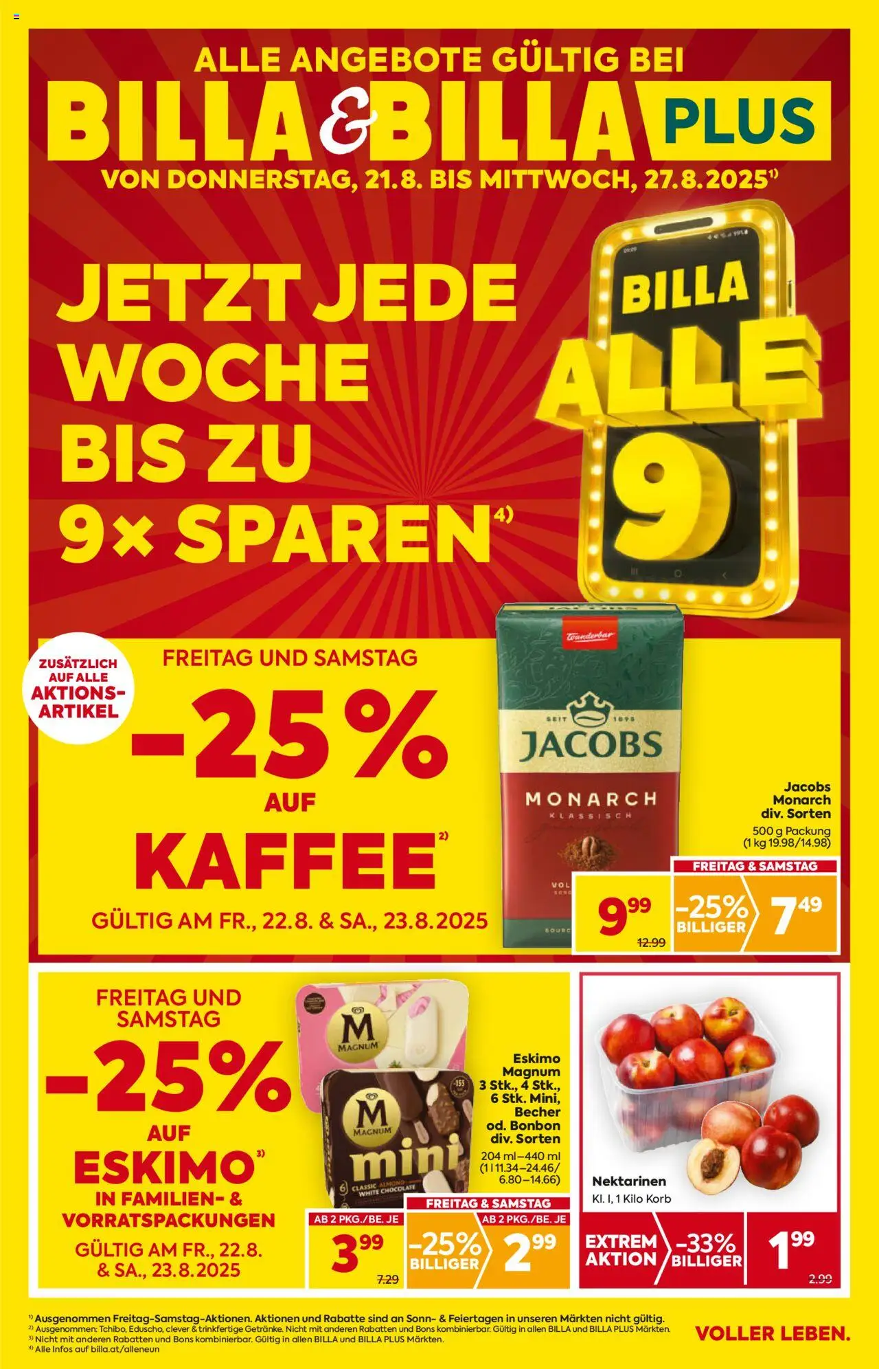 Billa Flugblatt - Wien gültig ab 21.08.2025 | Seite: 1 | Produkte: Korb, Kaffee