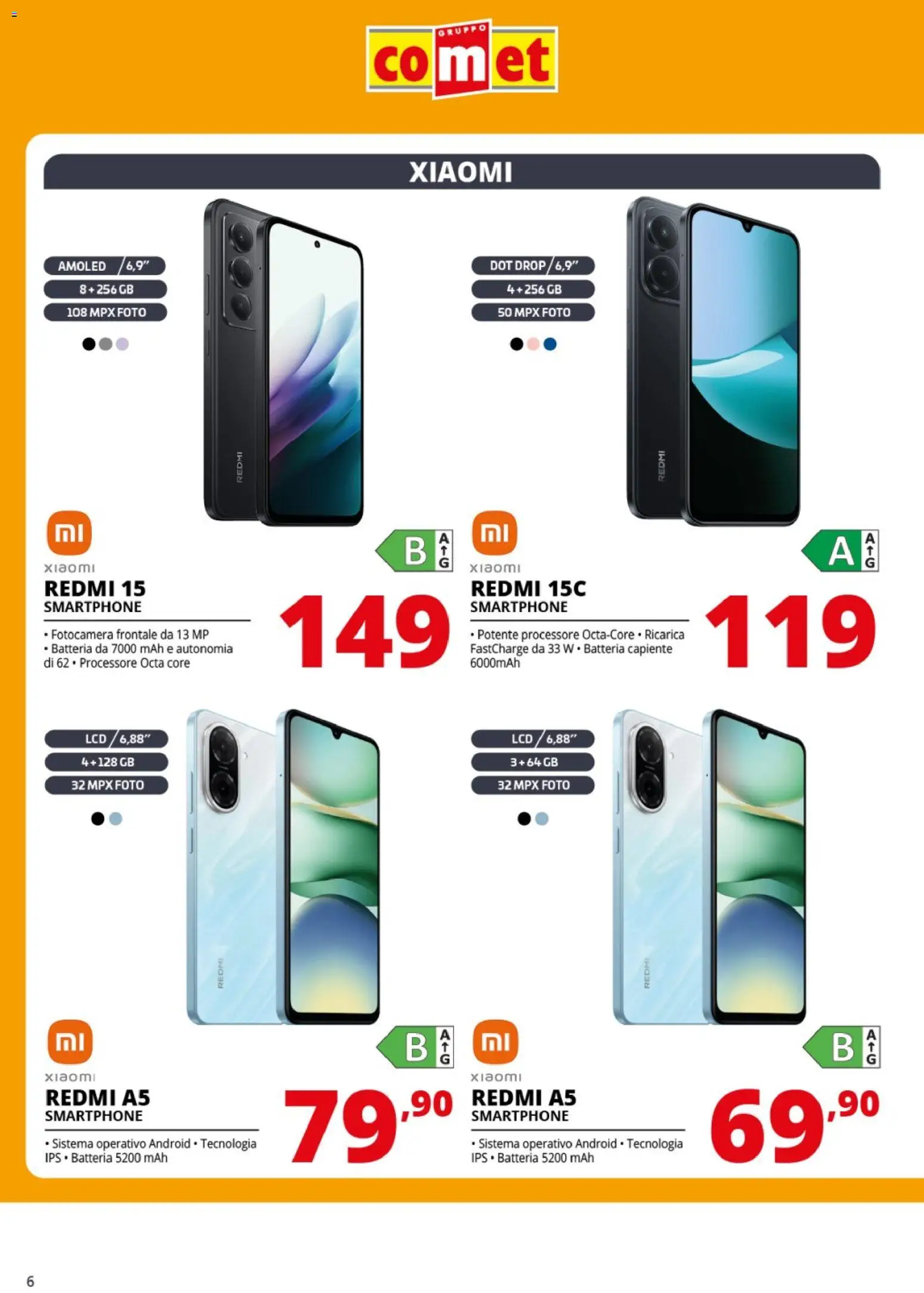 Volantino Comet del 28.11.2025 | Pagina: 6 | Prodotti: Xiaomi, Smartphone, Fotocamera, Batteria