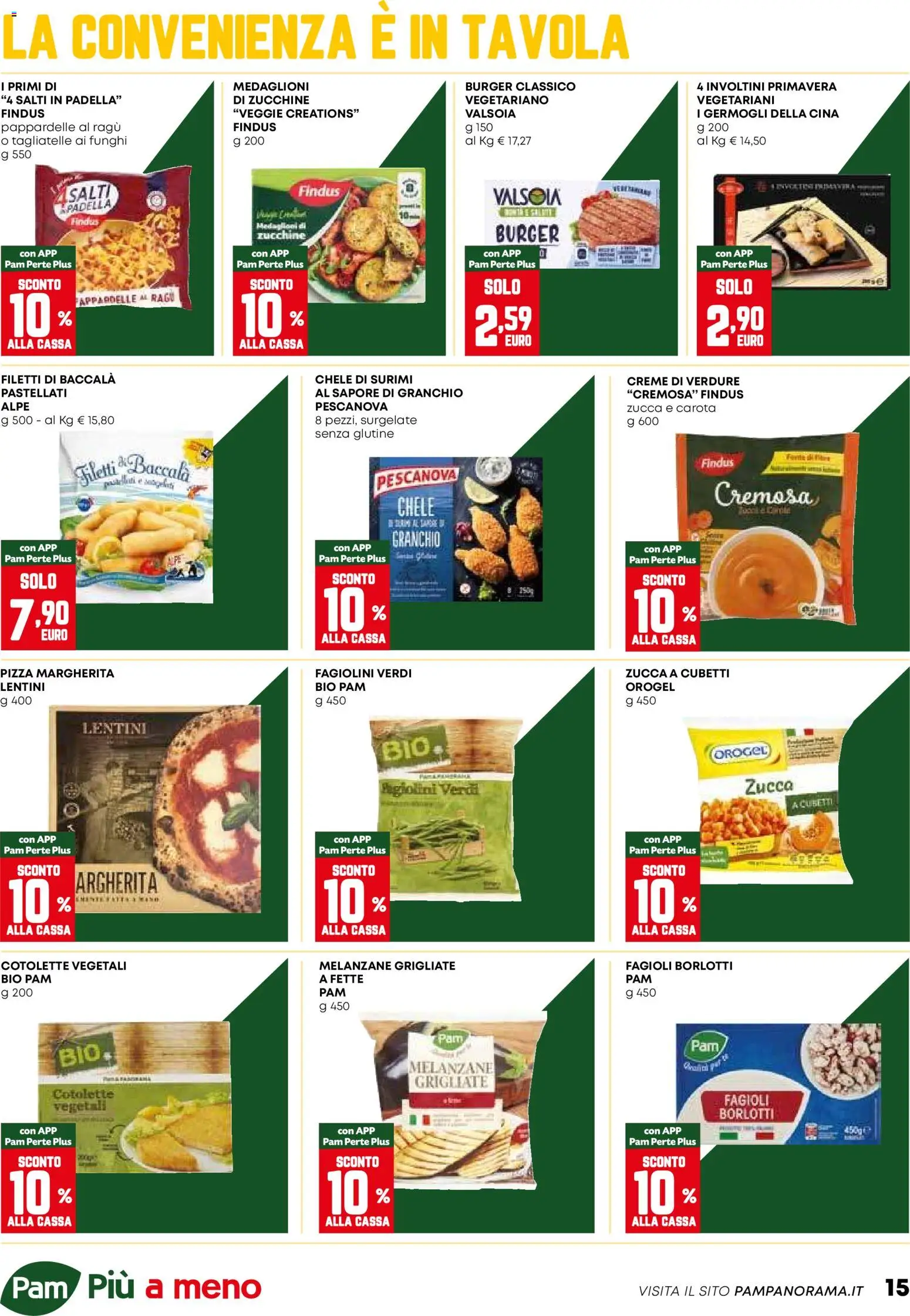 Volantino PAM del 18.12.2025 | Pagina: 15 | Prodotti: Pizza, Surimi, Zucchine, Padella