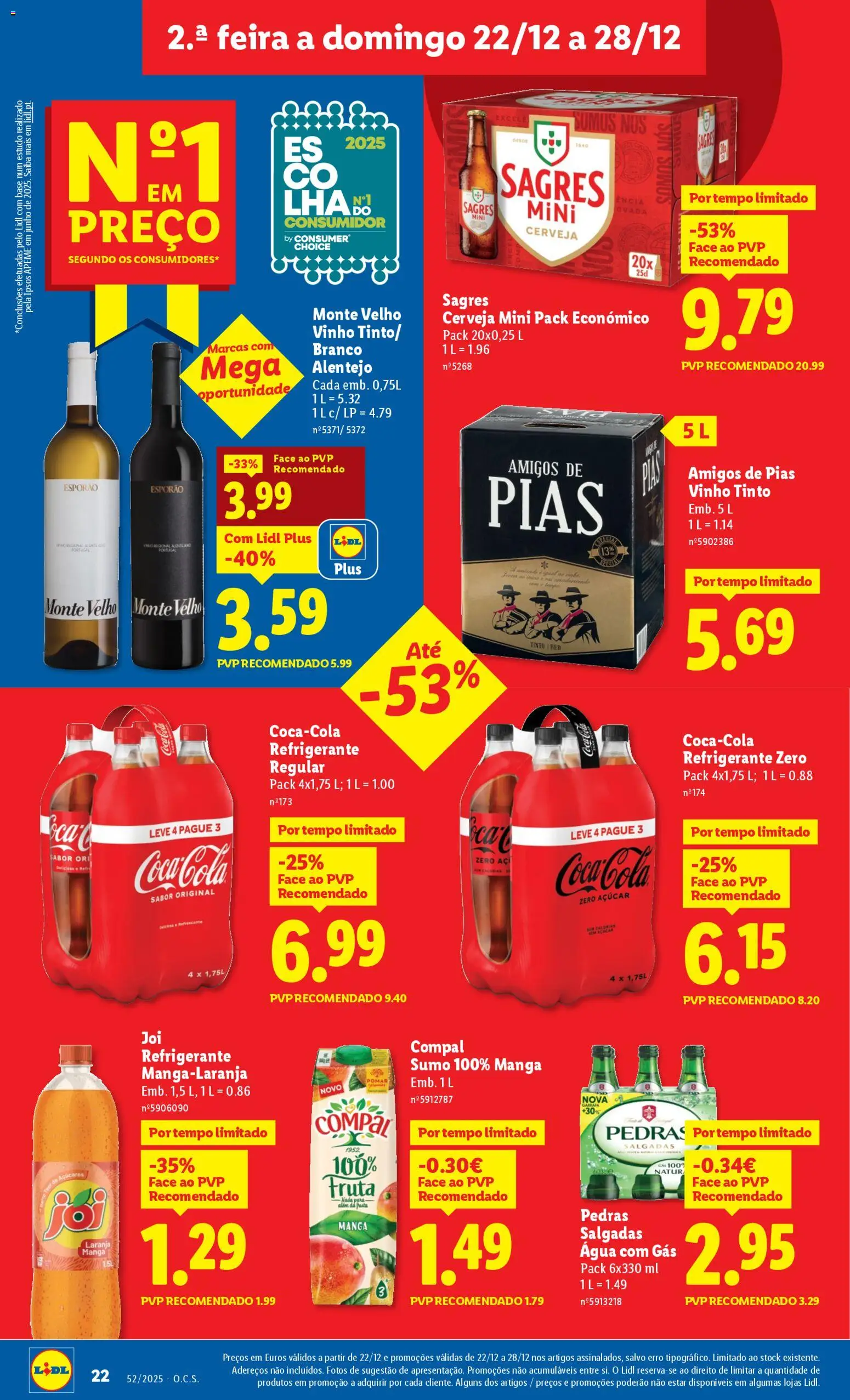 Lidl folheto │ válido de 22.12.2025 | Página: 22 | Produtos: Agua, Refrigerante, Sumo, Cerveja