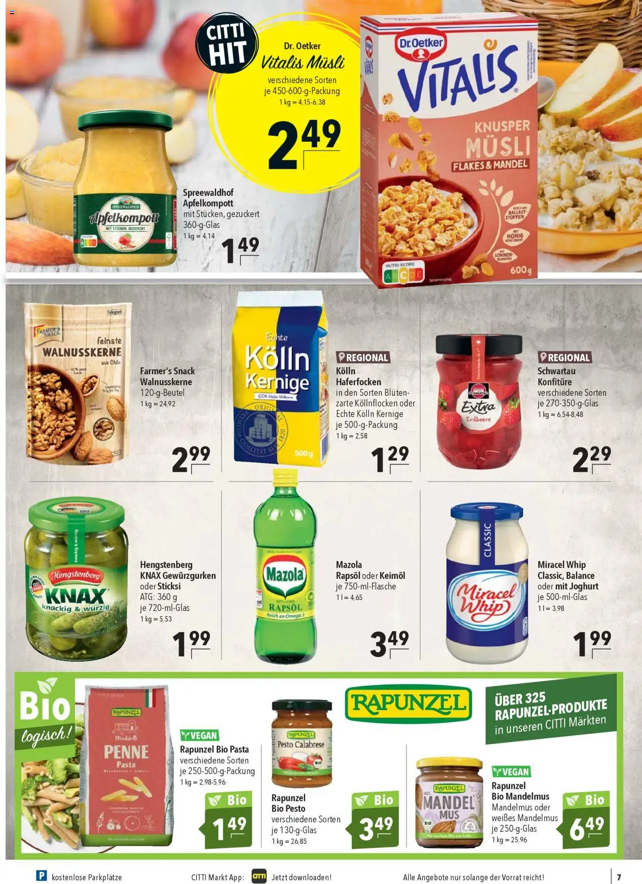 CITTI Markt Prospekt 	 - gültig ab dem 06.08.2025 | Seite: 7 | Produkte: Musli, Joghurt, Rapsöl, Miracel whip
