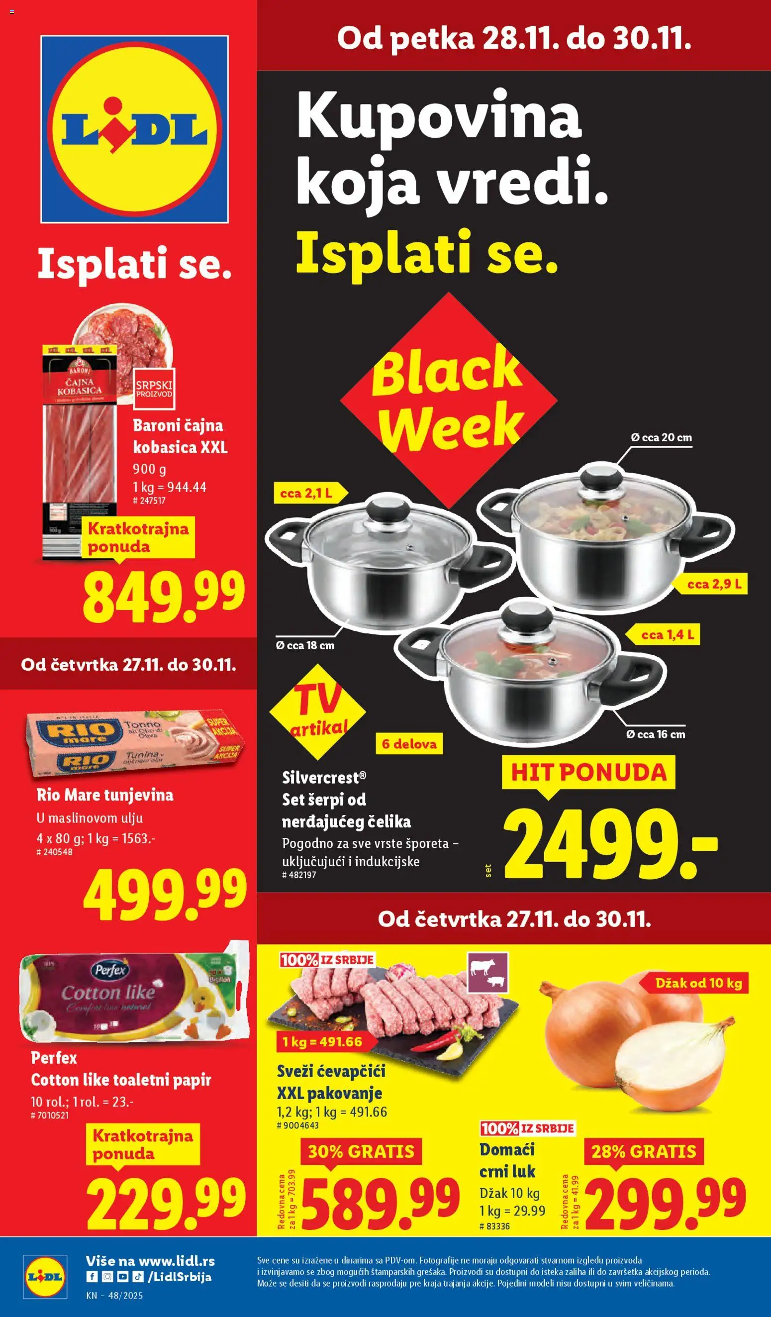 Lidl katalog - važi od 27.11.2025 | Strana: 1 | Proizvode: Silvercrest, Crni luk, Rio mare, Kobasica