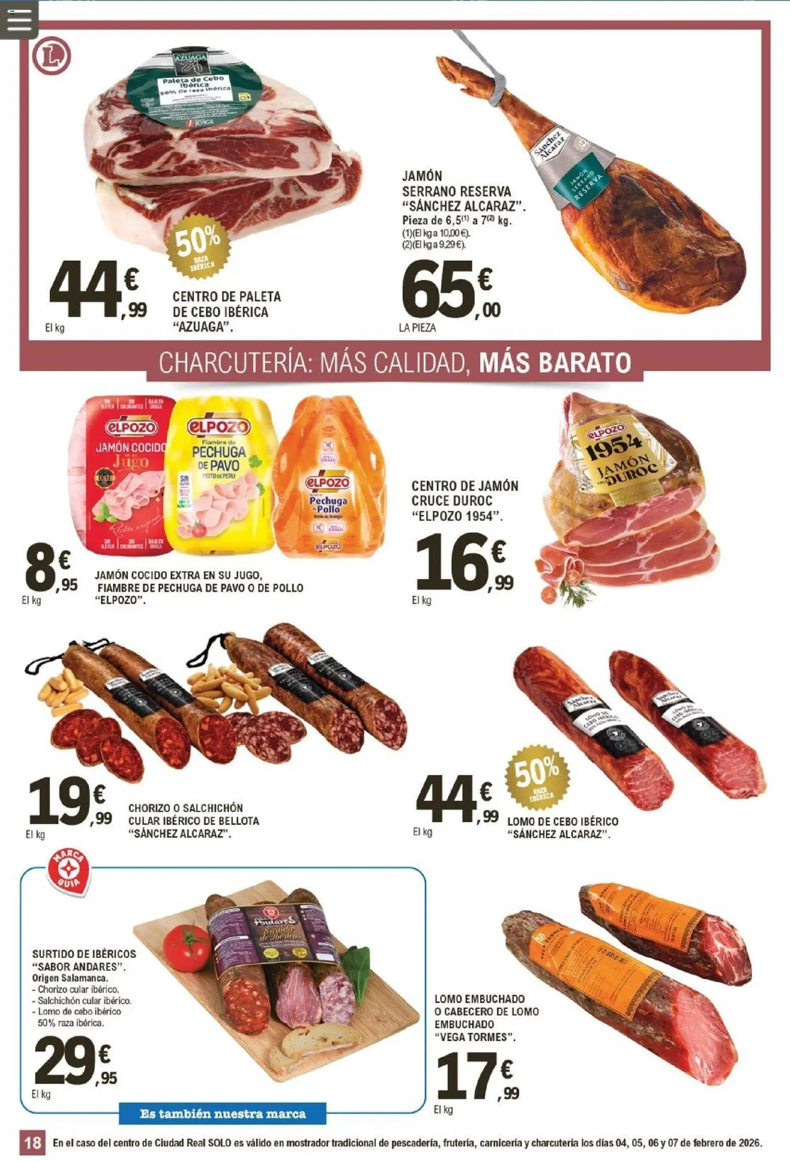 E.Leclerc folleto │ válido desde el 04.02.2026 | Página: 18 | Productos: Jamón serrano, Jamón, Jamón cocido, Jugo